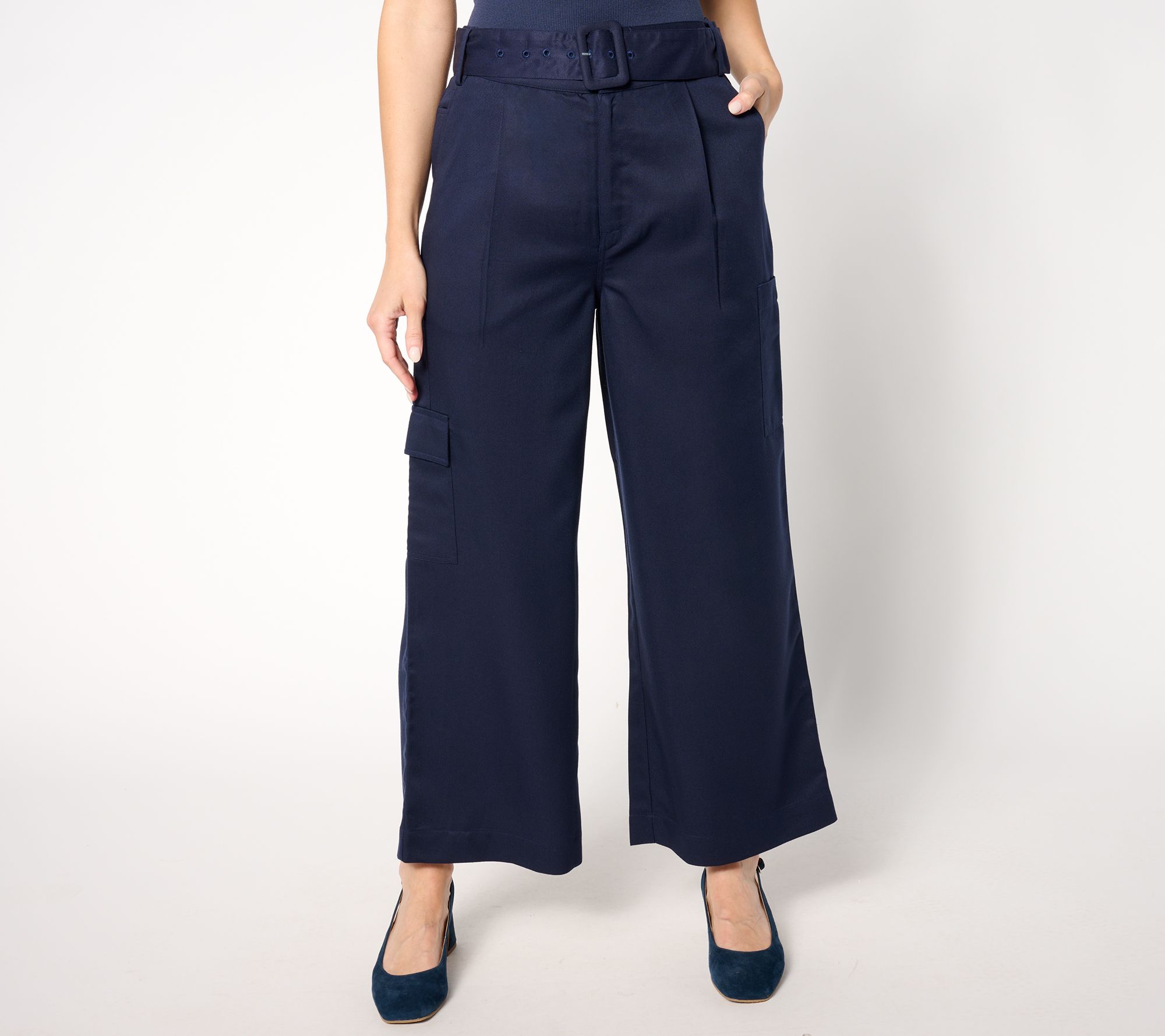 Studio Park x Amy Stran Petite Lyocell Twill Belted Crop Pant