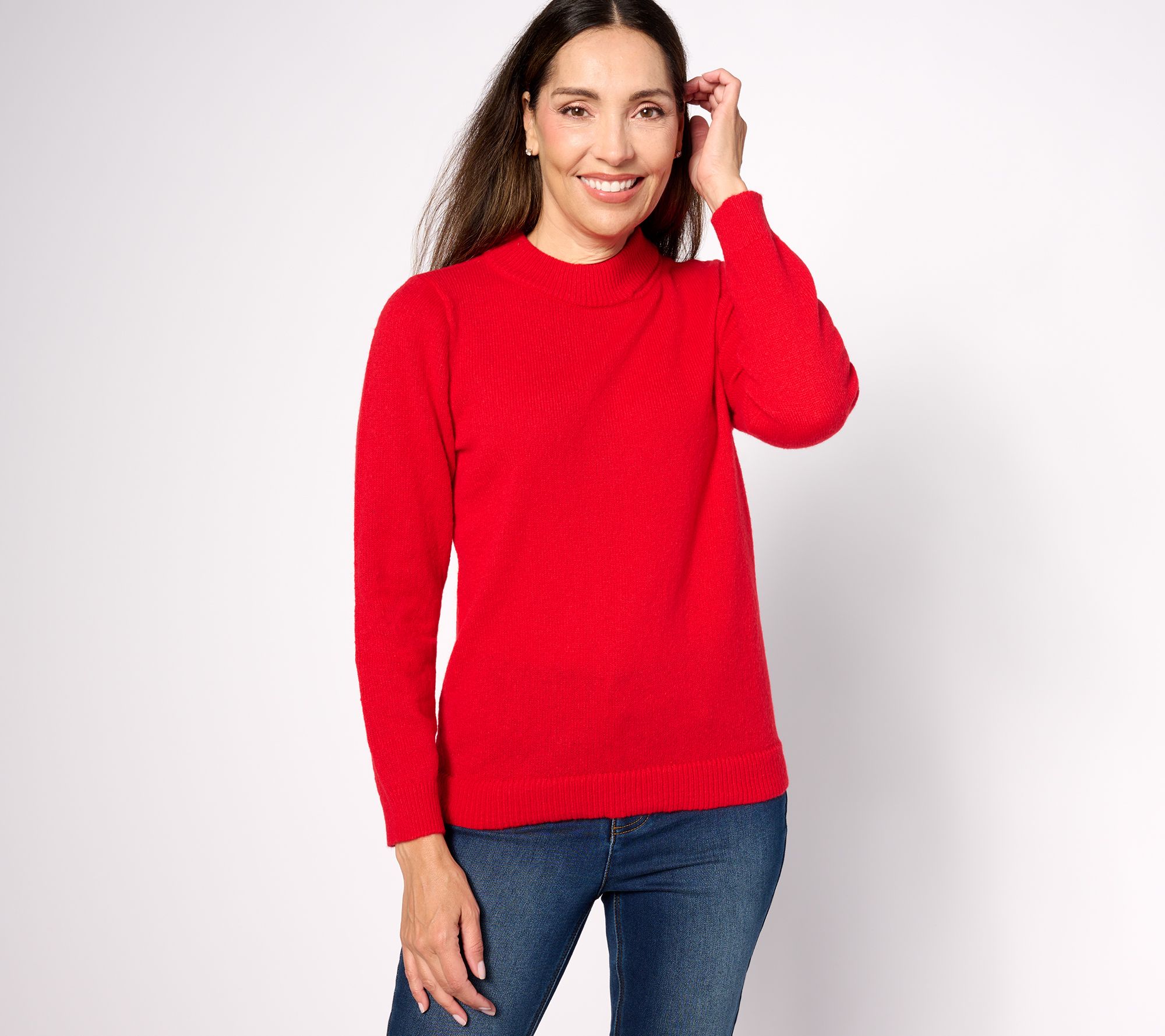 "As Is" Susan Graver Mock Neck Sweater with Cut Out Detail