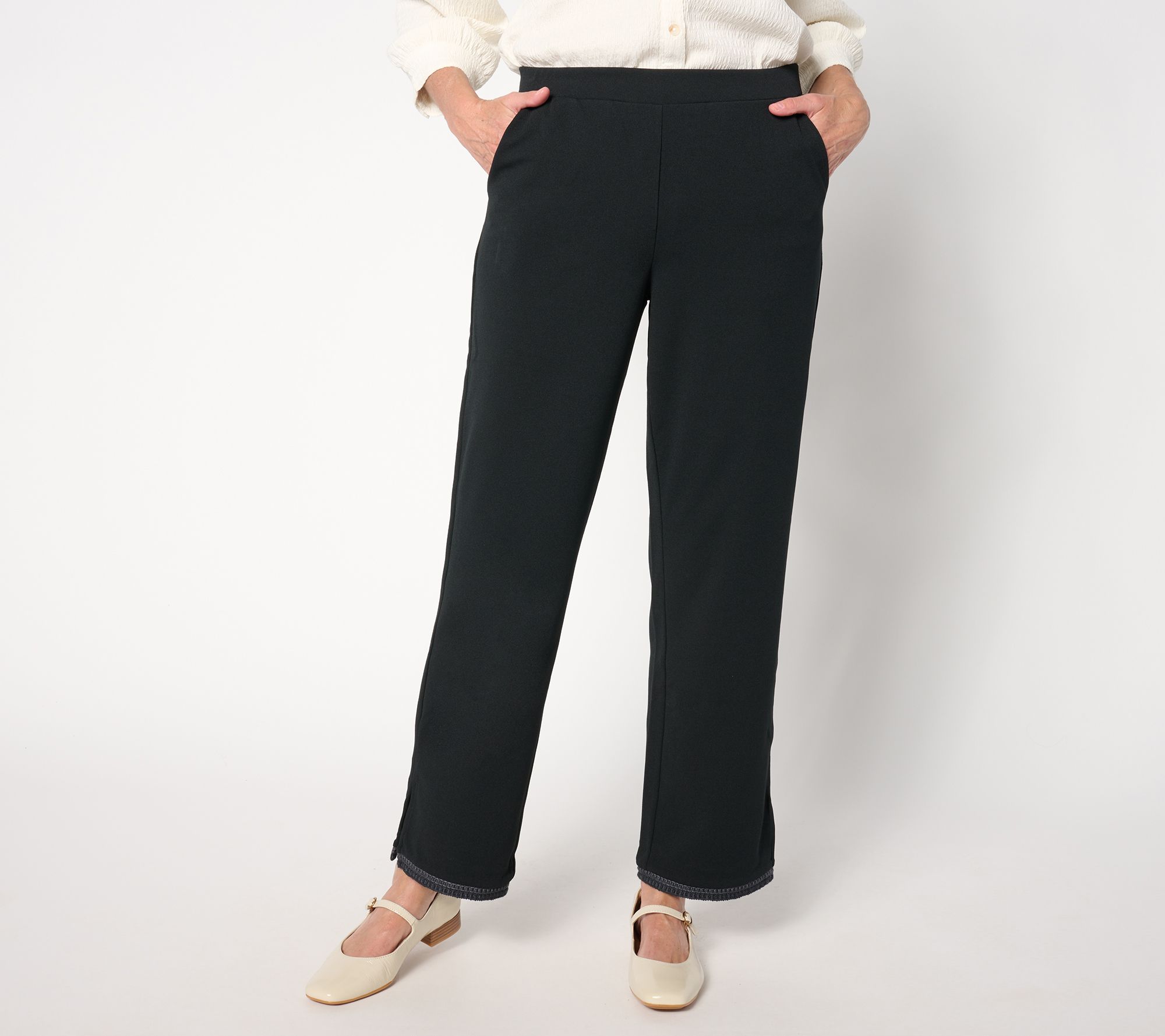 Isaac Mizrahi Live! Regular Scuba Crepe Straight Leg Ankle Pants