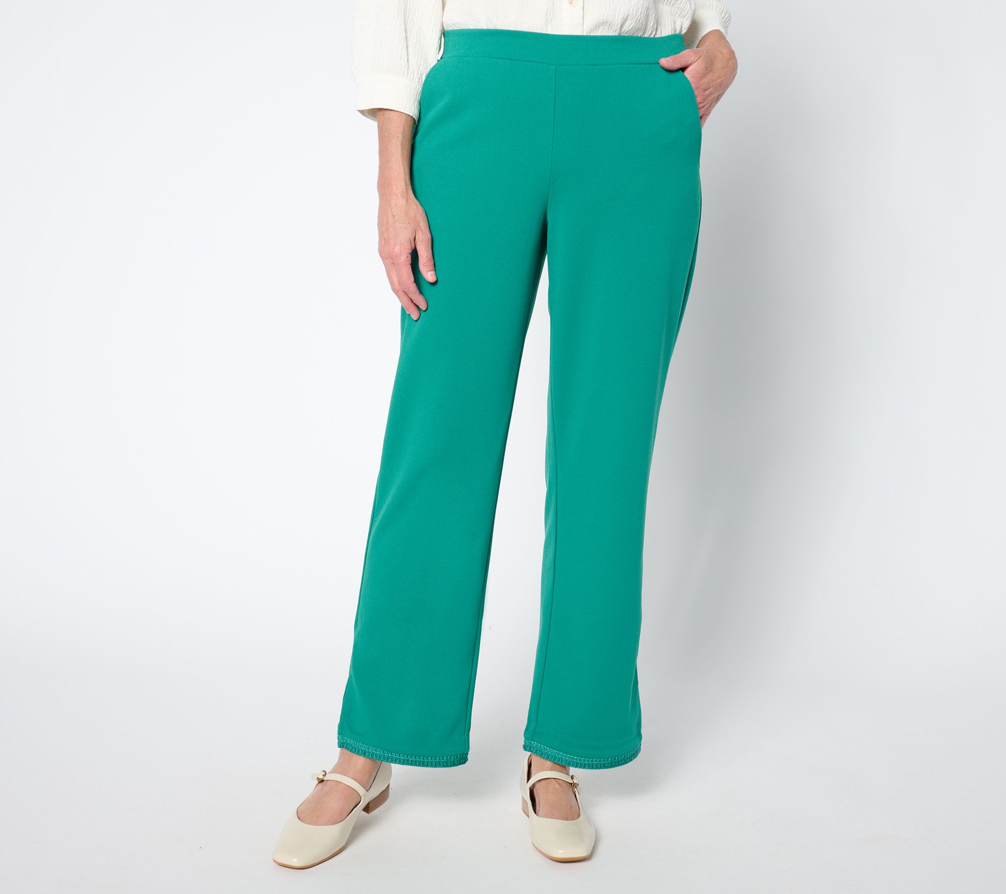 Isaac Mizrahi Live! Regular Scuba Crepe Straight Leg Ankle Pants