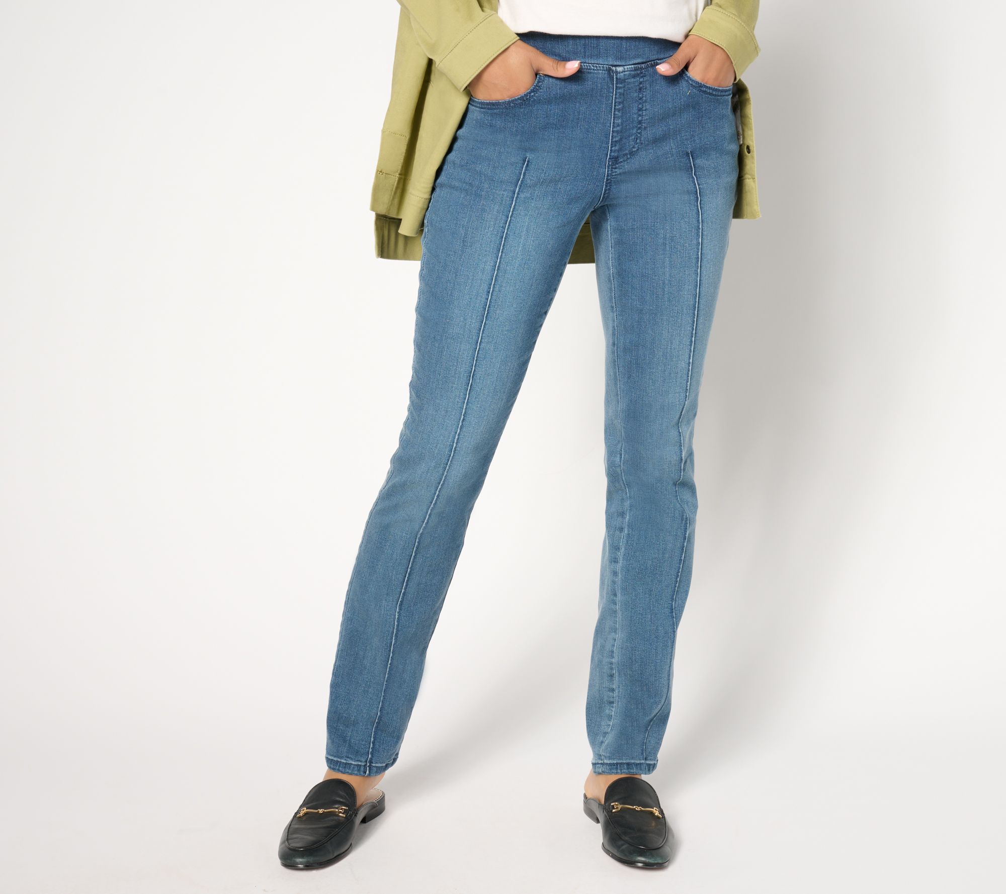 Belle by Kim Gravel Petite TripleLuxe Denim Pintuck Perfection Jean