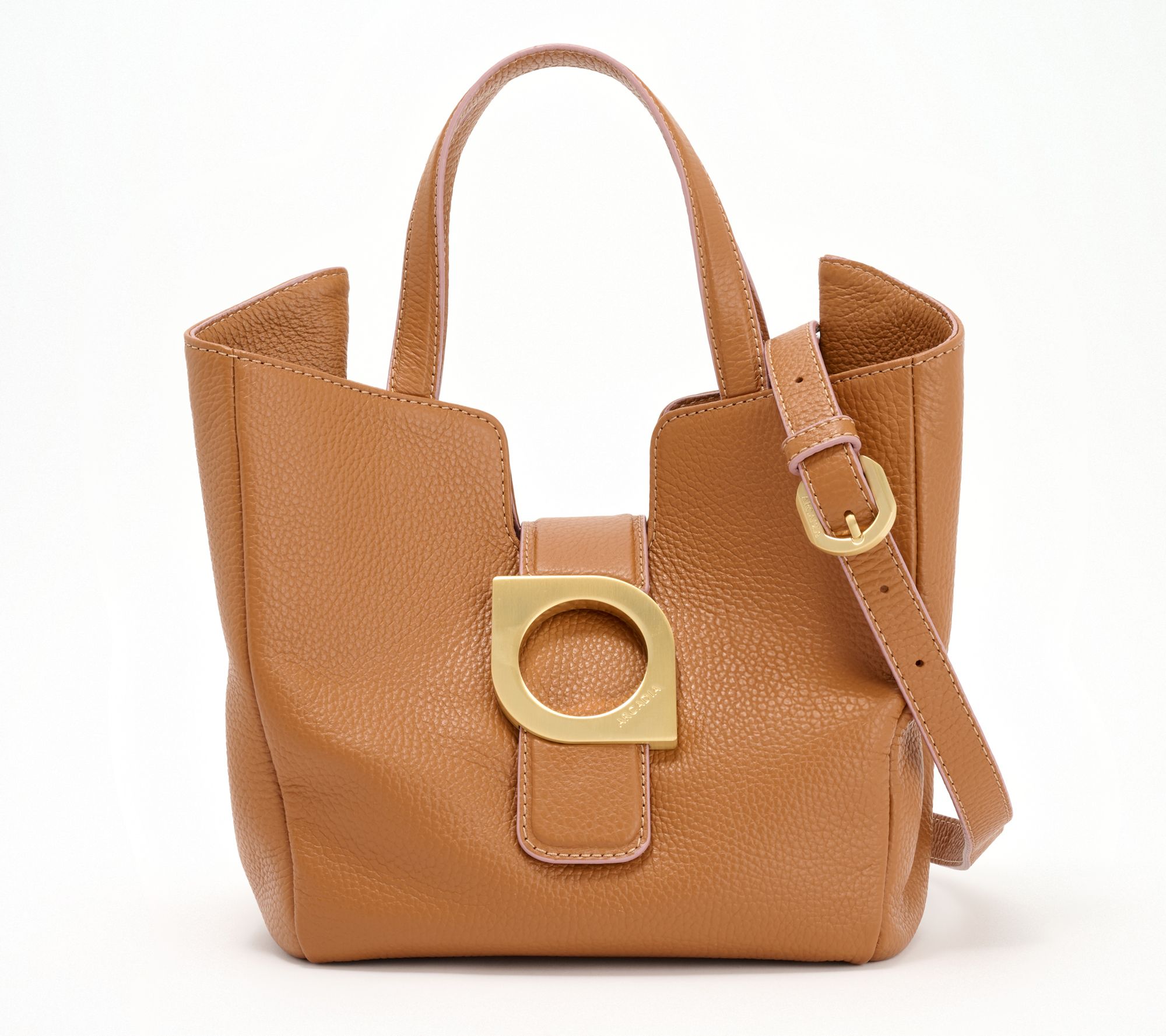 Arcadia Small Leather Top Handle Bia Bag with Crossbody Strap
