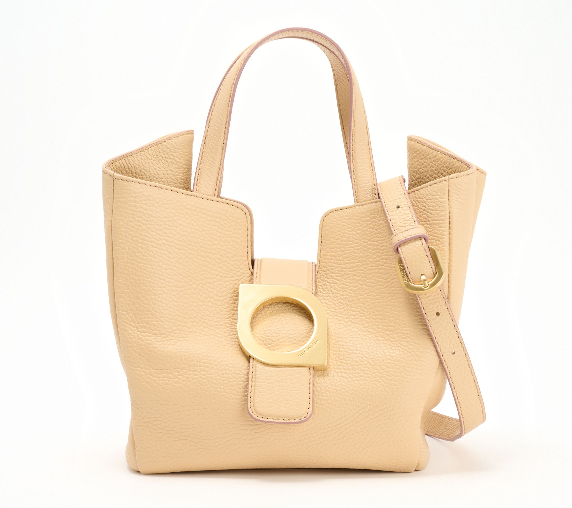 Arcadia Small Leather Top Handle Bia Bag with Crossbody Strap