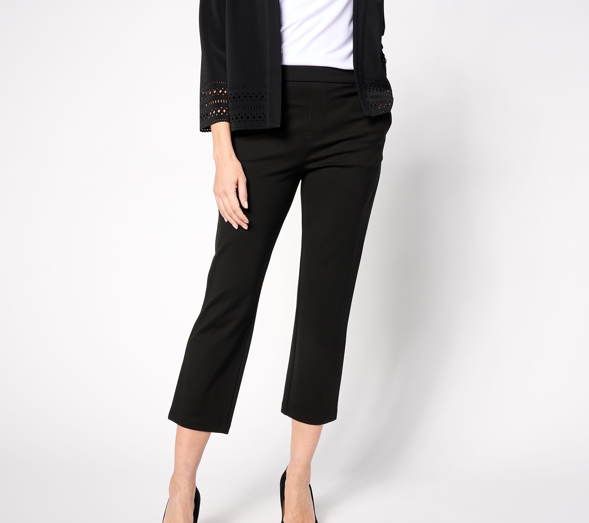 "As Is" Susan Graver Reg Smart Ponte Knit Straight Leg Crop Pants