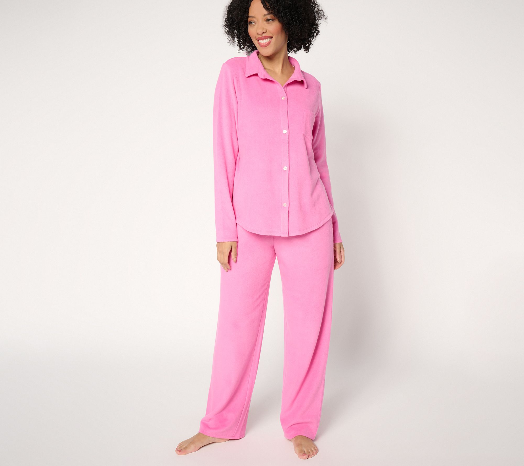 Cuddl Duds Petite Fleecewear with Stretch Notch Collar PJ Set