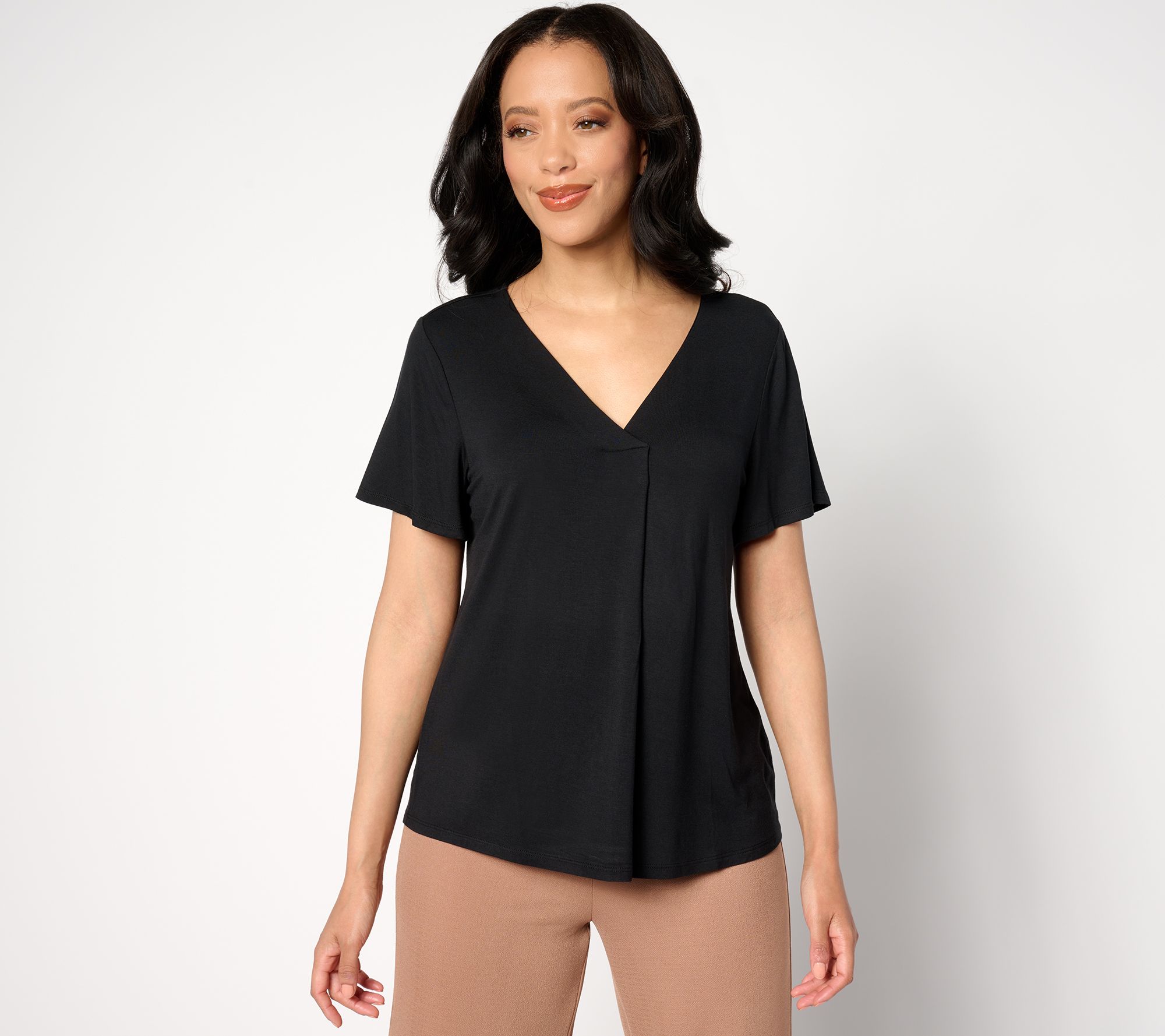 "As Is" BEAUTIFUL by Lawrence Zarian Ecovero Jersey Knit V-Neck Top