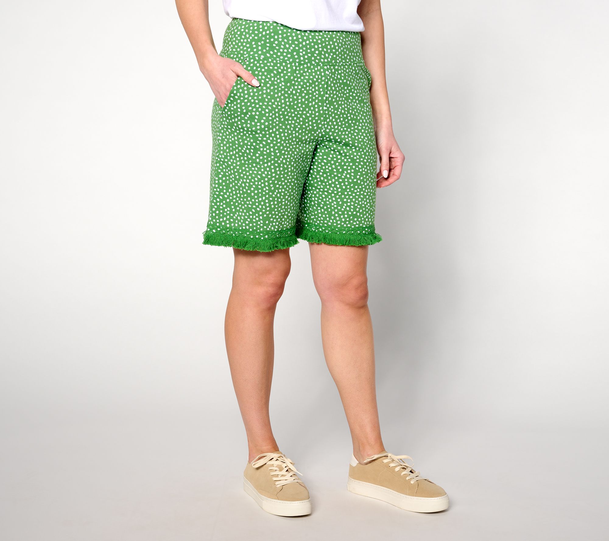 "As Is" Sport Savvy Printed 8" Short with Fringe Hem