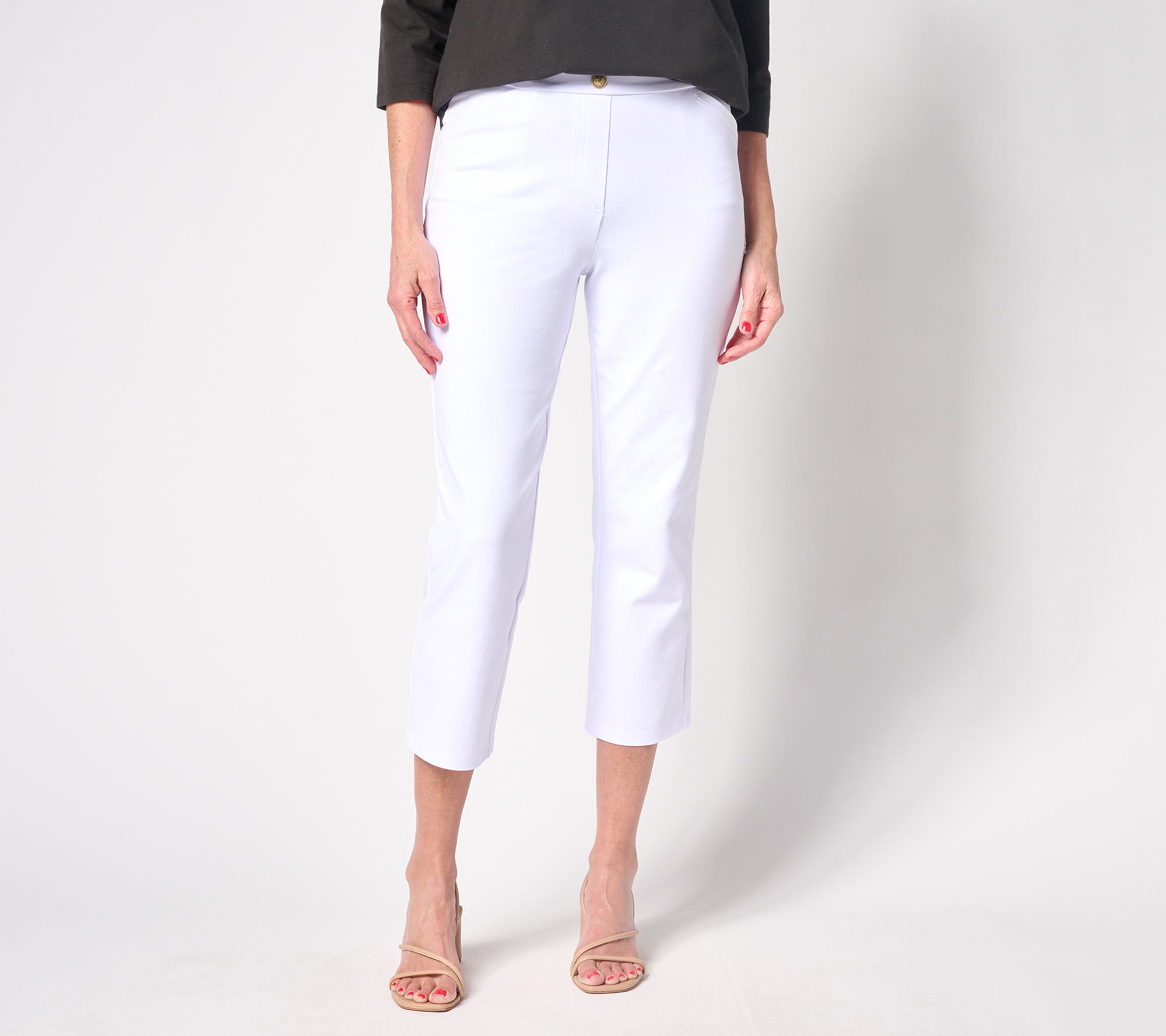 "As Is" Susan Graver Petite Weekend Premium Stretch Slim Crop Pants