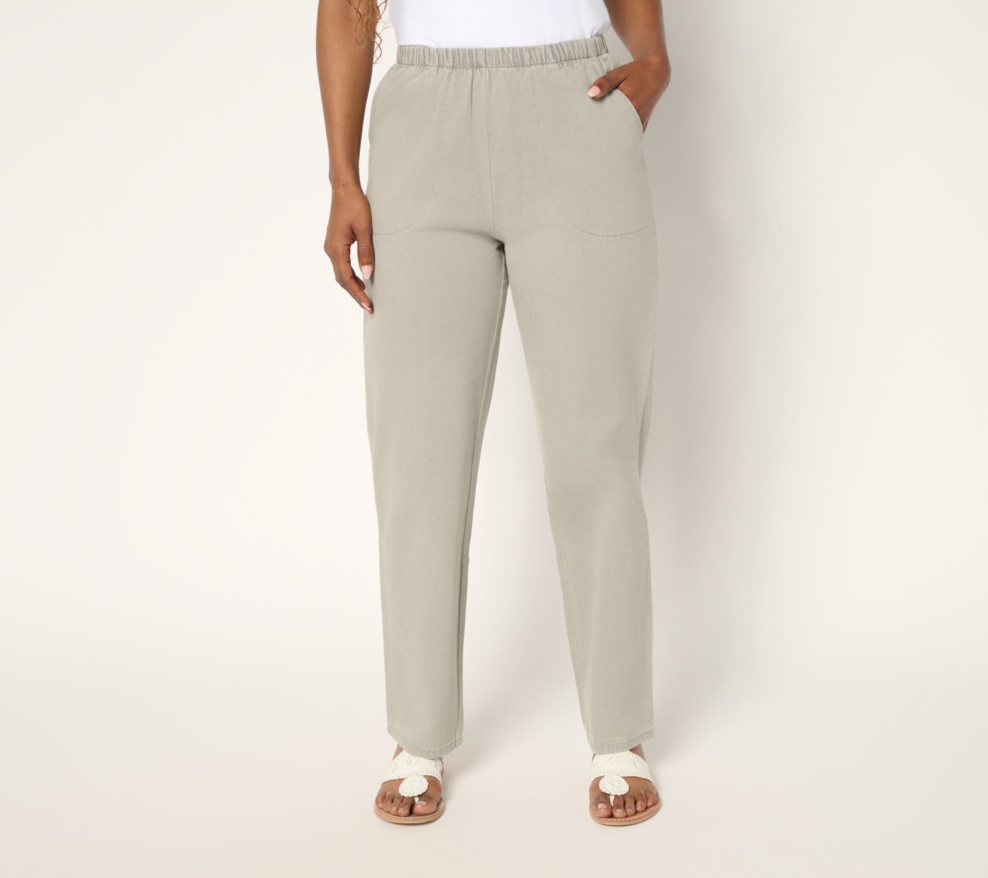 Denim & Co. Original Waist Stretch Regular Side Pocket Pant-BlackDenim