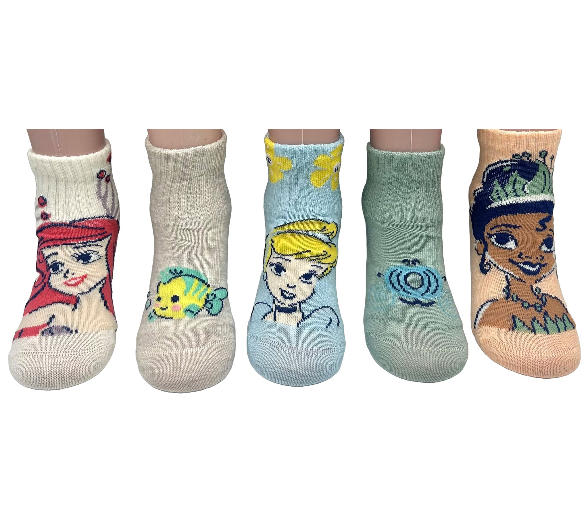 Disney Princess Toddler Girls' Mid-Crew Sock Set - 5 Pair - QVC.com