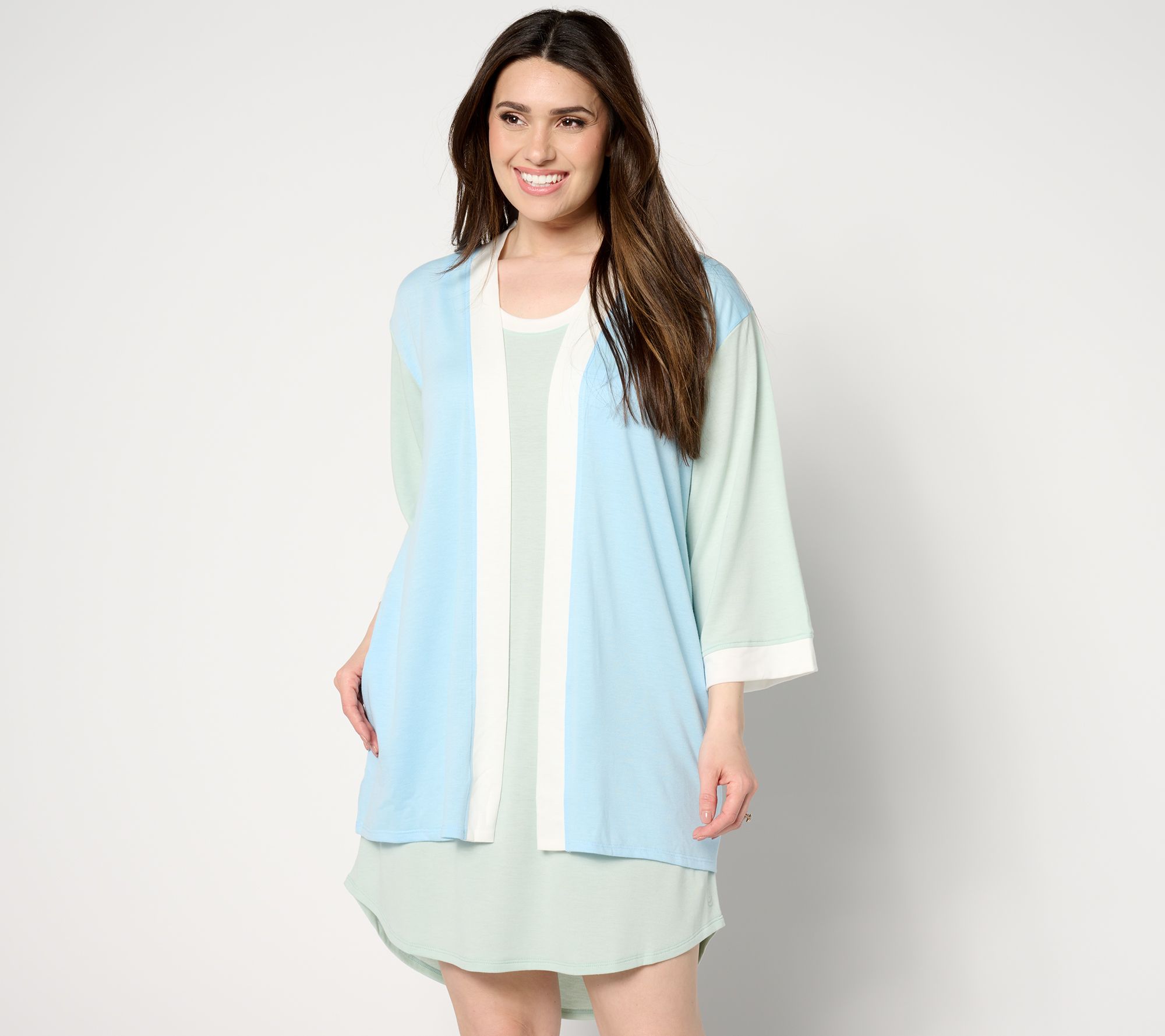"As Is" Cuddl Duds Airy Terry 3/4 Sleeve Open Front Cardigan