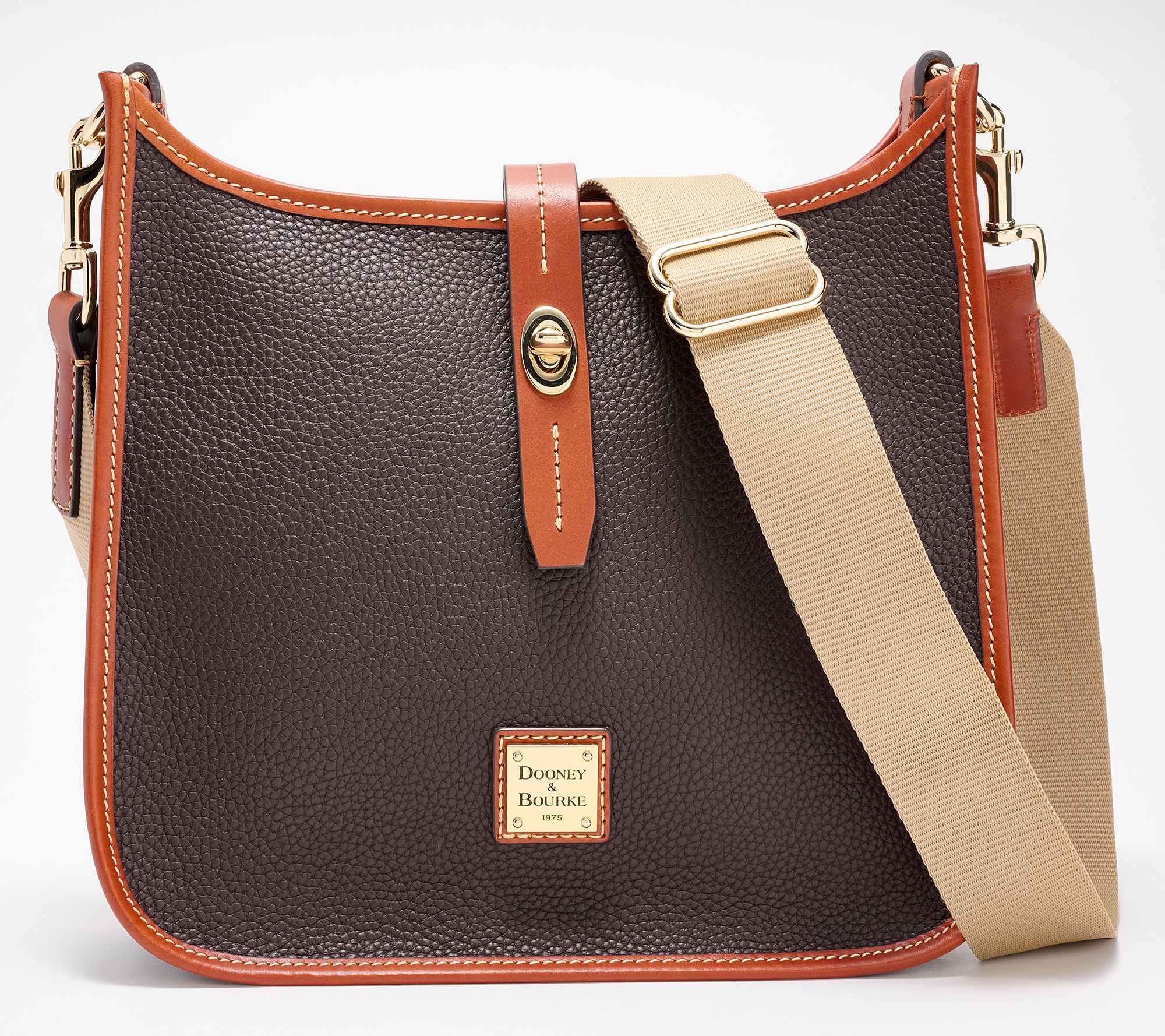 Dooney & Bourke Pebble Leather Turnlock Messenger Bag