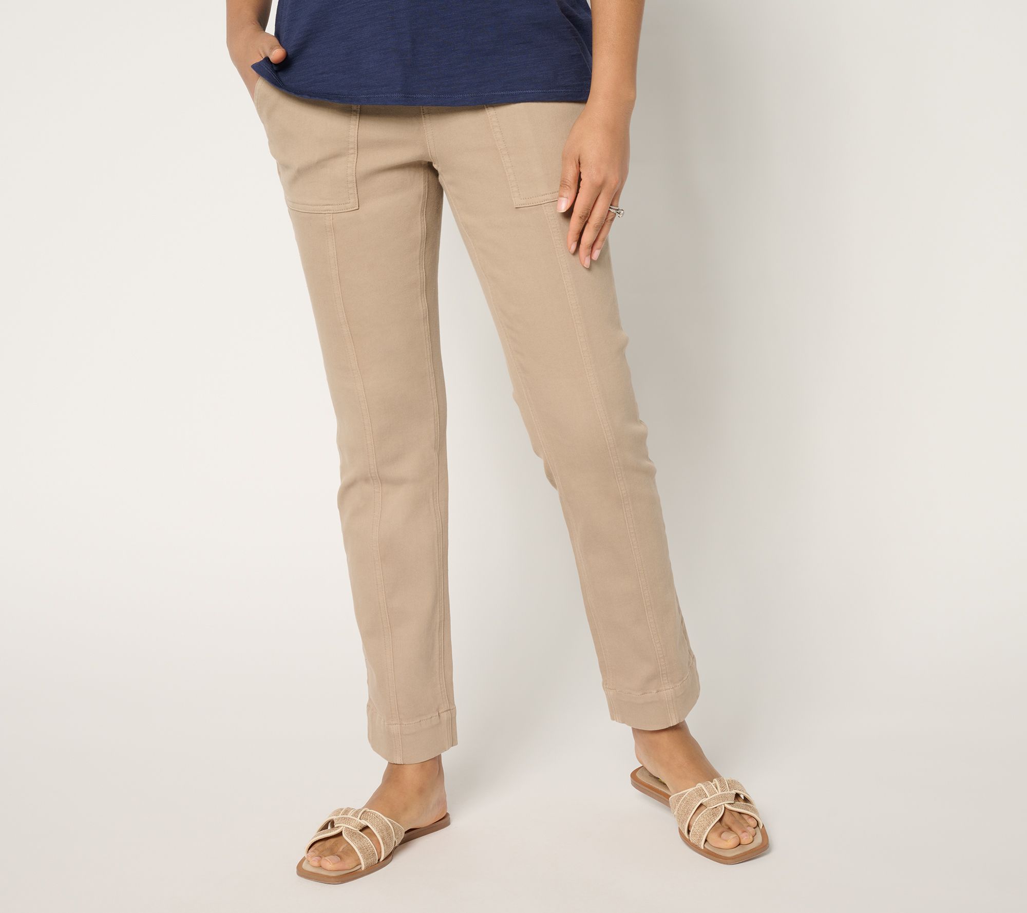 Denim & Co. Petite Cozy Touch Straight Leg Pull-On Pant