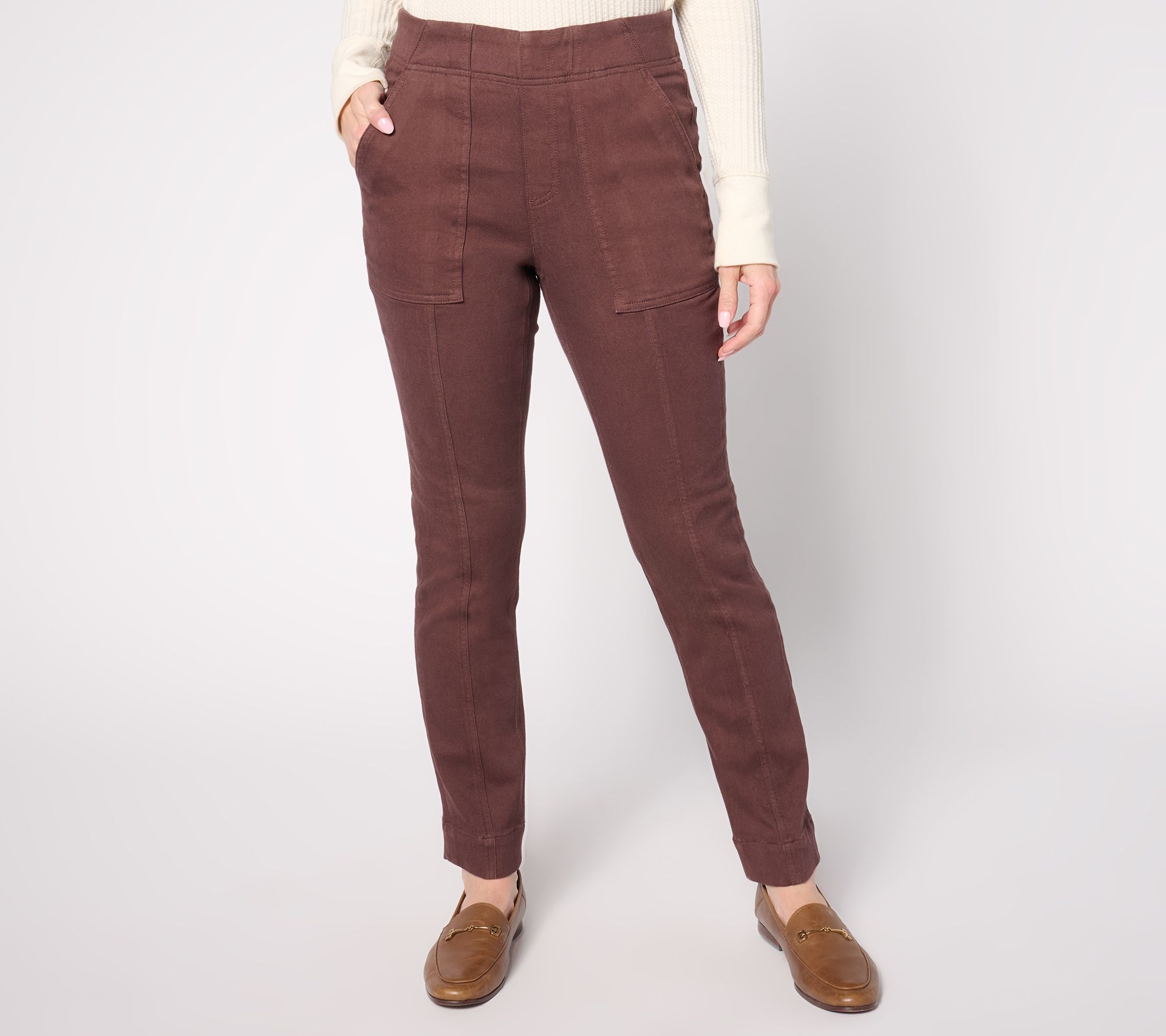 Denim & Co. Petite Cozy Touch Straight Leg Pull-On Pant