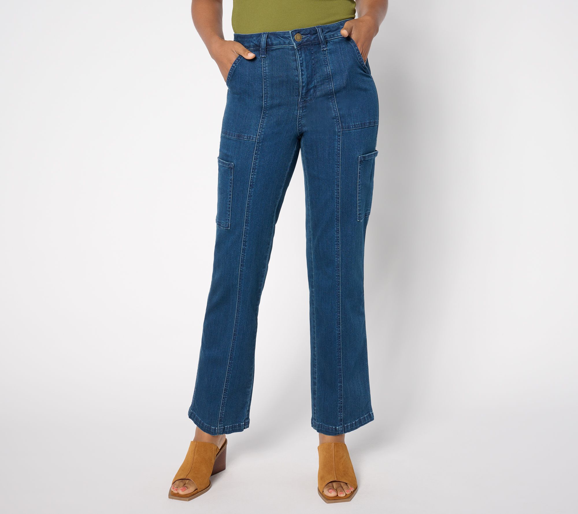 "As Is" Belle by Kim Gravel Reg TripleLuxe Denim Relaxed Cargo Jean