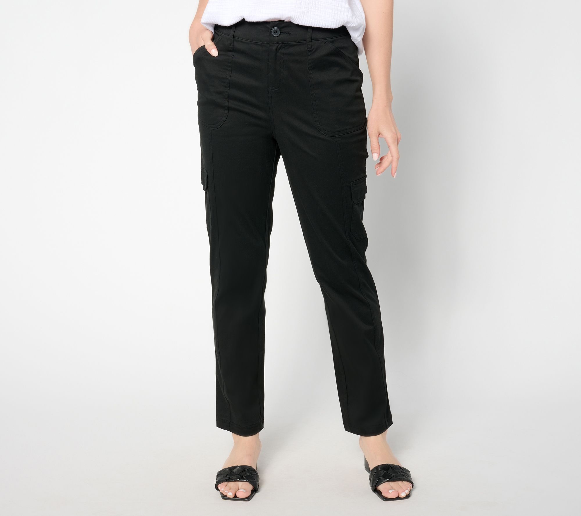 "As Is" Belle by Kim Gravel Petite Utility Stretch Cropped Cargo Pant