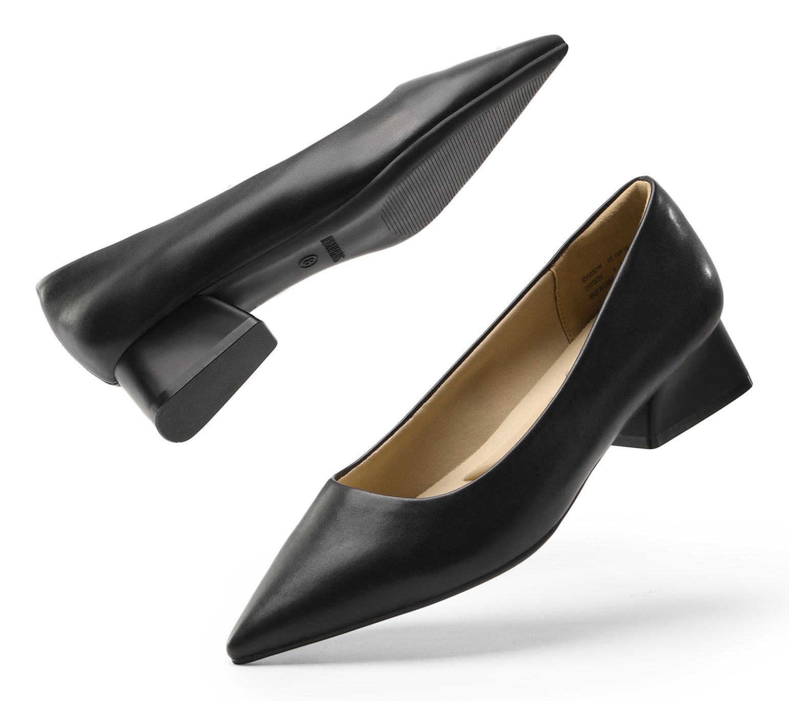 block kitten heel pumps
