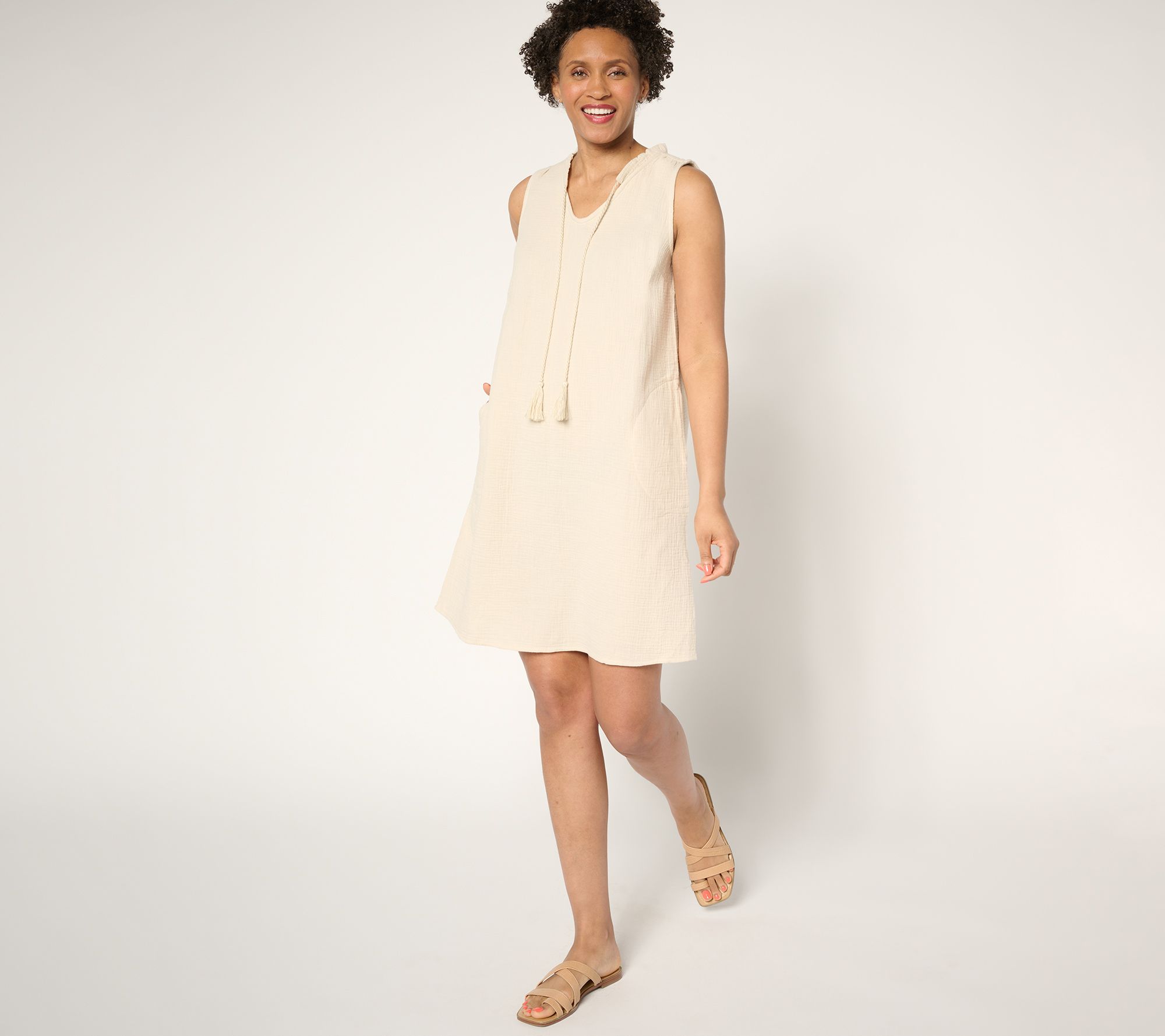 Belle Beach by Kim Gravel Petite Cotton Gauze Luau Tassel Dress