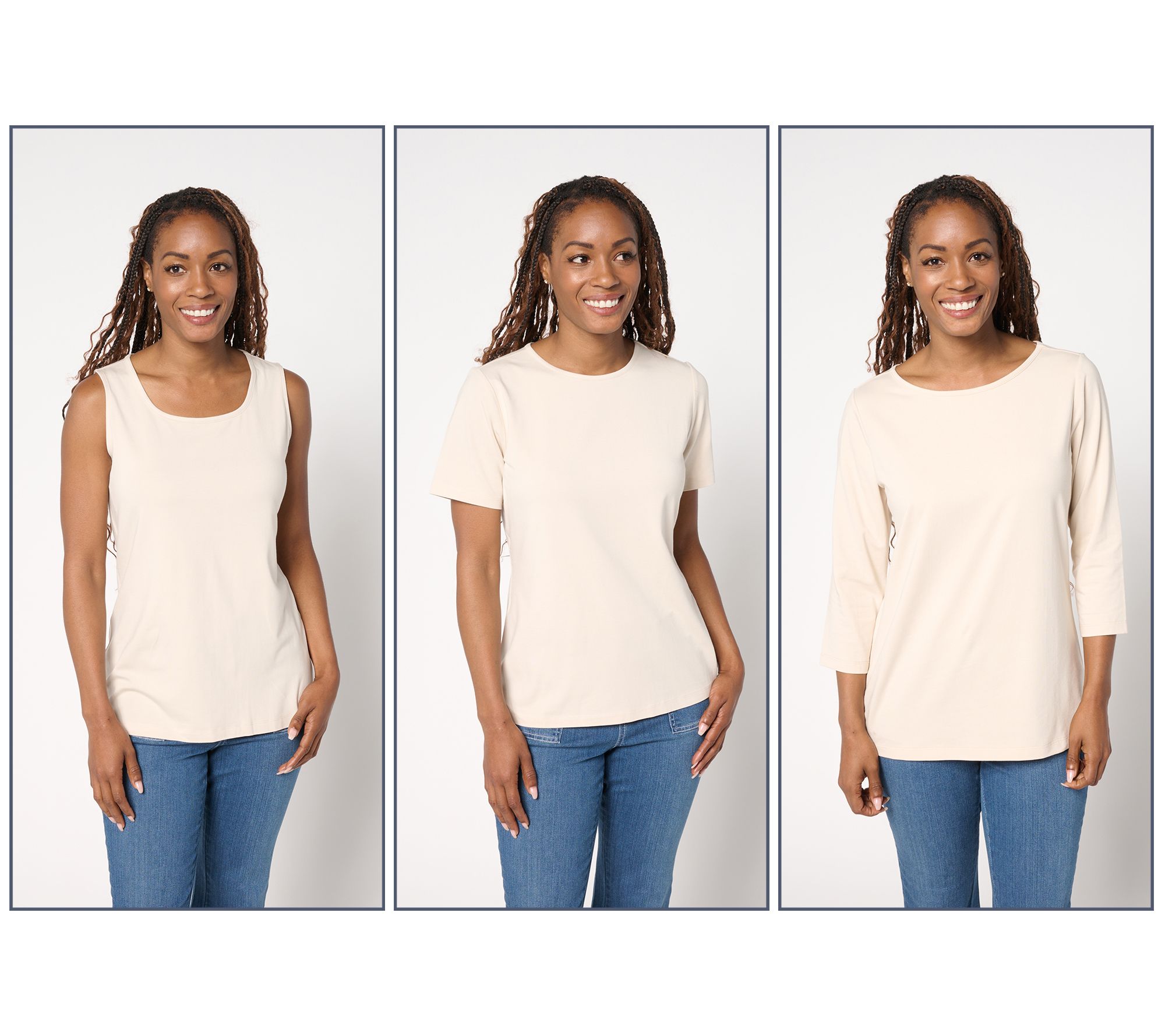 Denim & Co. Essentials So Soft Jersey Variety 3-Pack Tops