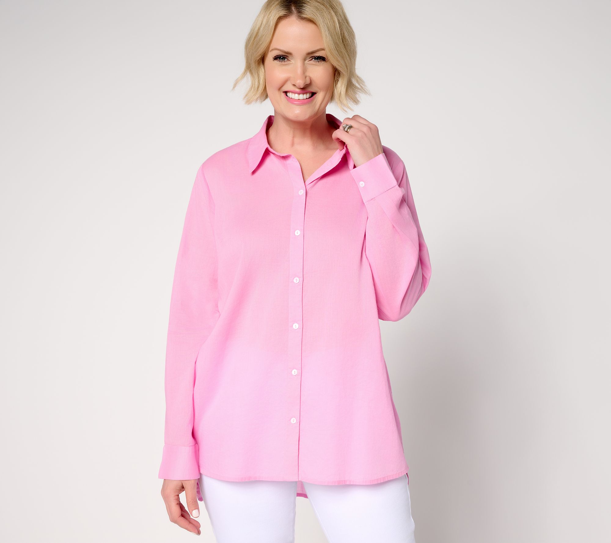 Peace Love World Cotton Affirmation Back Button Front Shirt