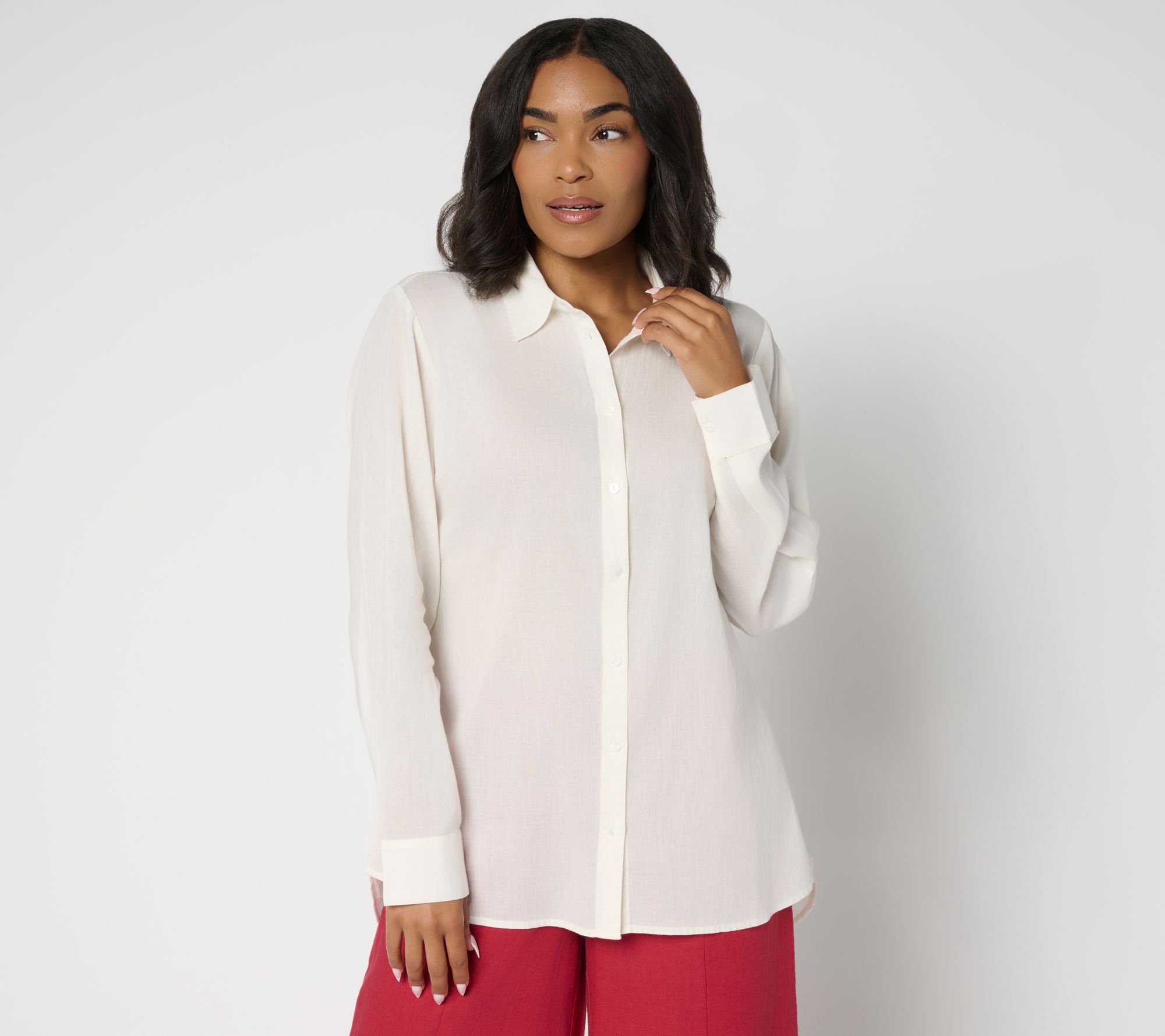 Peace Love World Cotton Affirmation Back Button Front Shirt