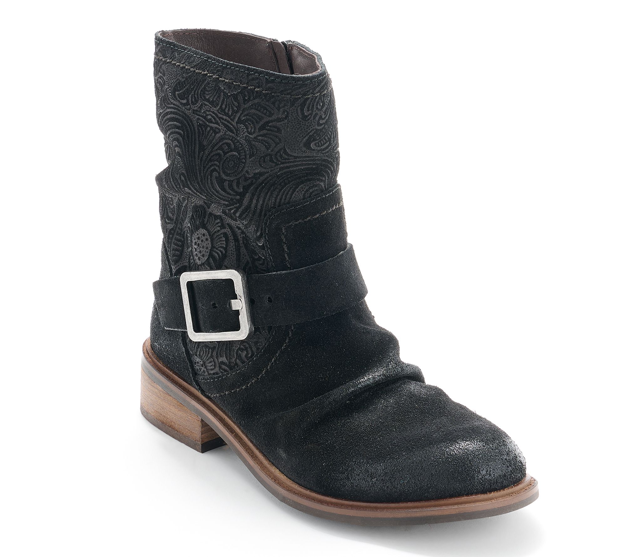 "As Is" Miz Mooz Suede Embossed Mid Boots- Draper
