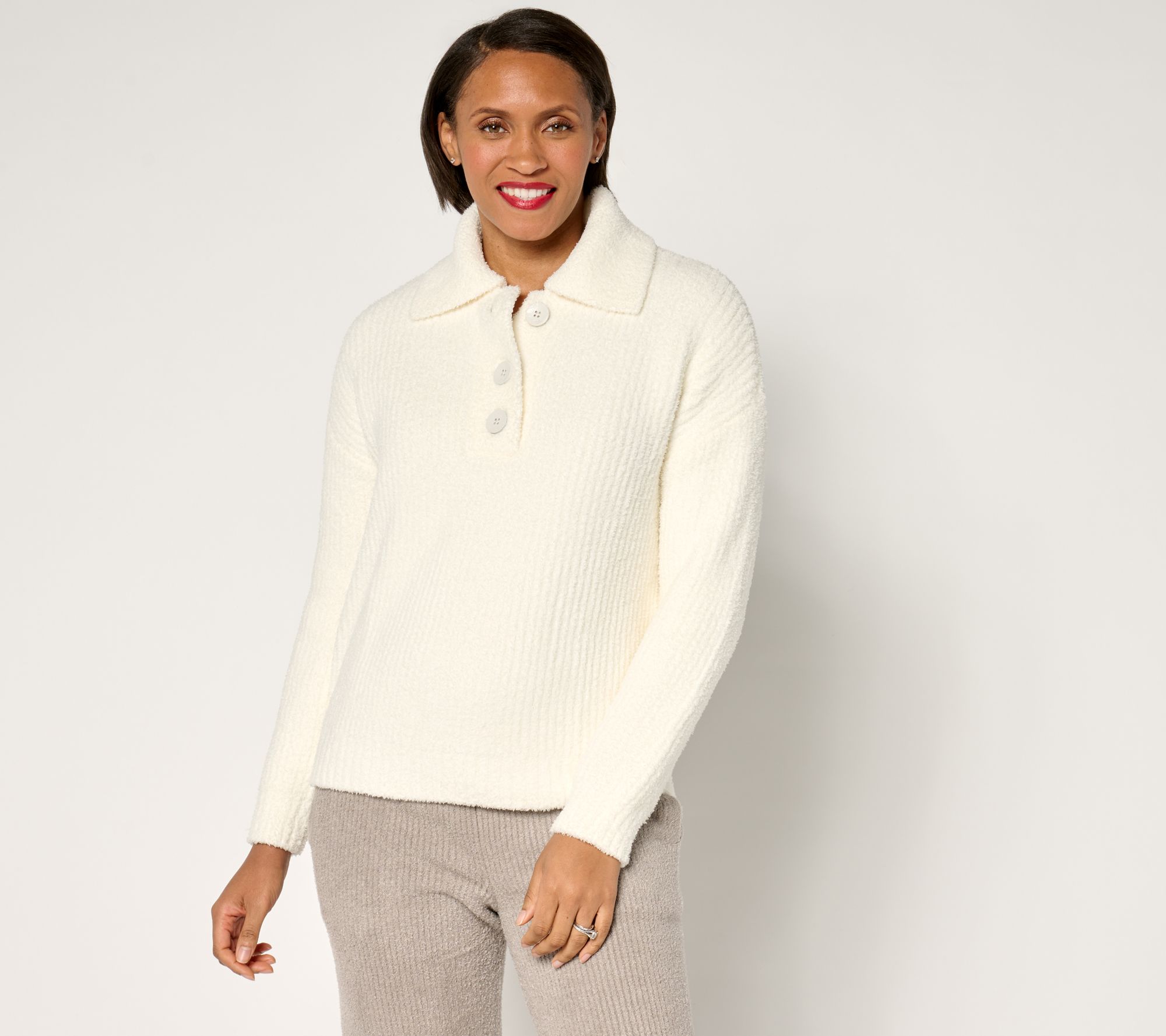 "As Is" Barefoot Dreams CozyChic Rib Collared Pullover