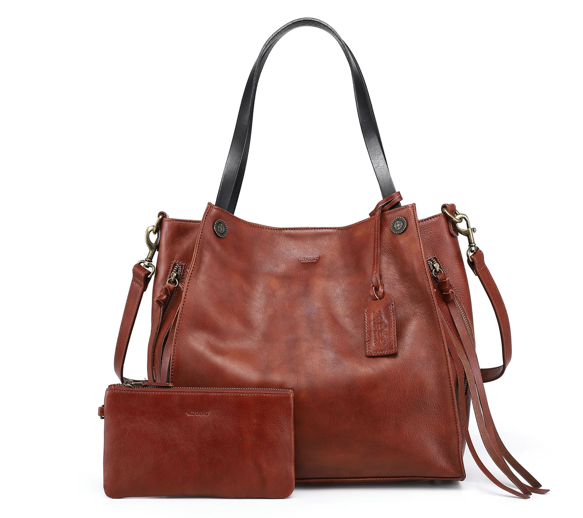 Old Trend Daisy Leather Tote with Coin Pouch & Crossbody Strap