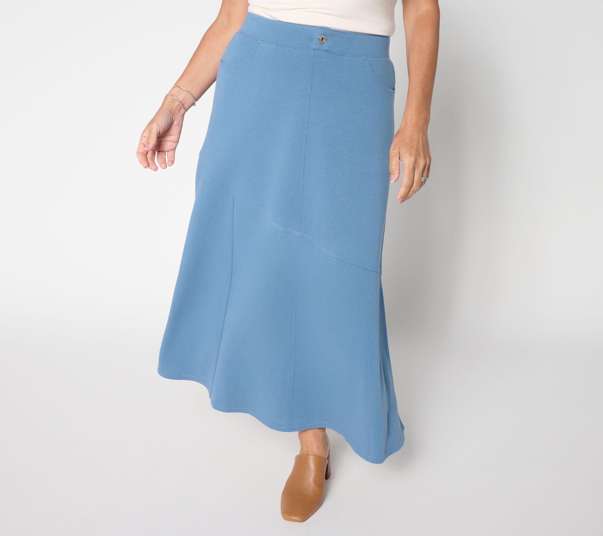 Peace Love World Petite French Terry Pull-On Seamed Skirt