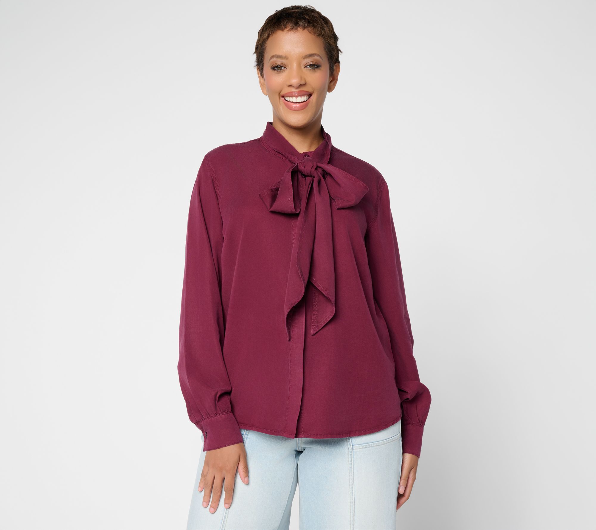 Carla Rockmore Collection Chambray Bow Blouse