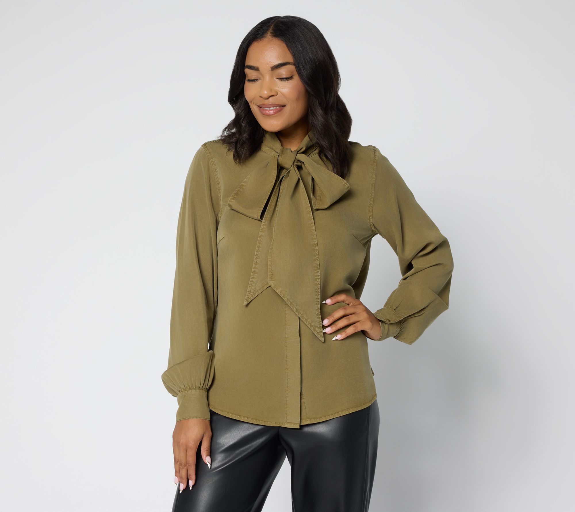 Carla Rockmore Collection Chambray Bow Blouse