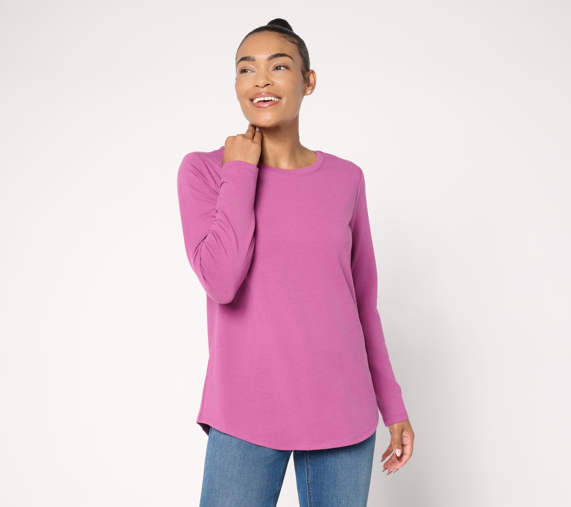 Susan Graver Regular Weekend Essentials Comfy Cotton Shirttail Tunic