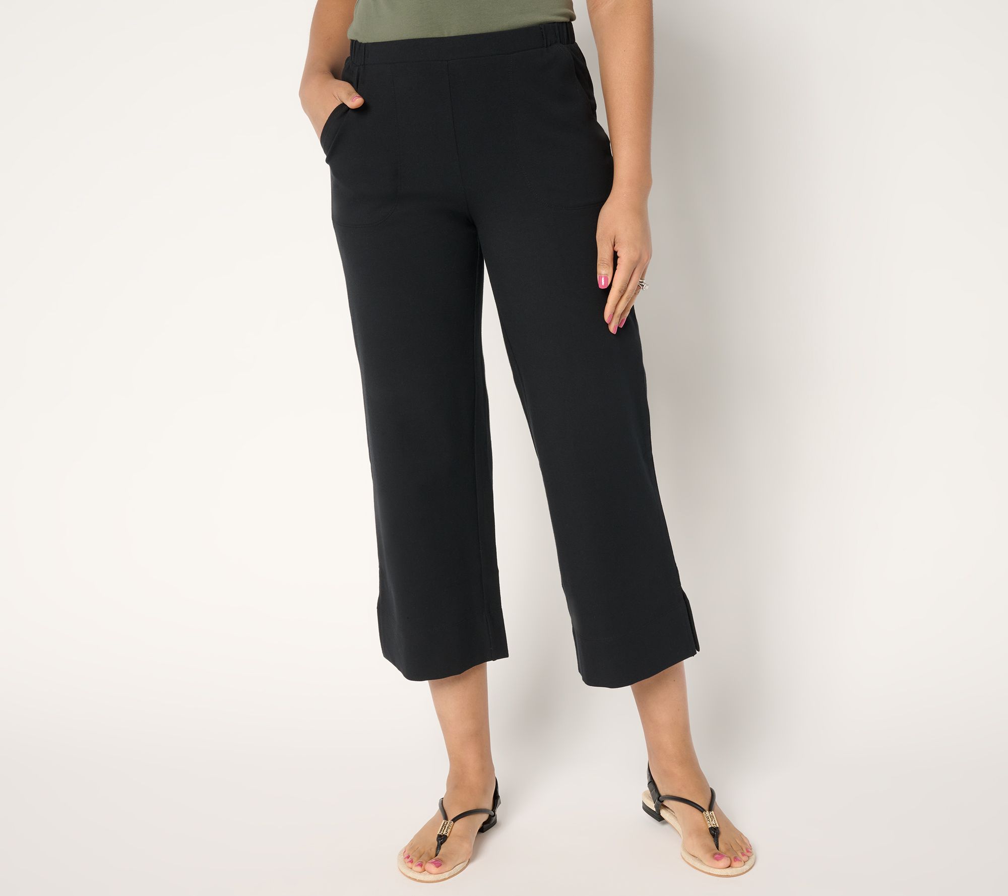 "As Is" Women with Control Petite 86/14 Wide Leg Crop Pants