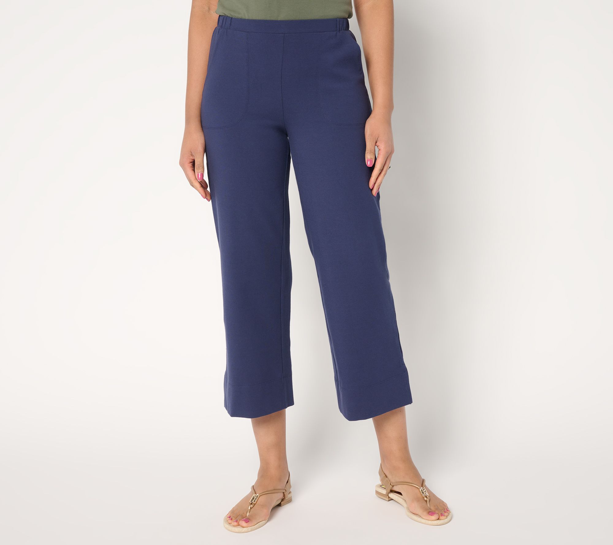 "As Is" Women with Control Petite 86/14 Wide Leg Crop Pants