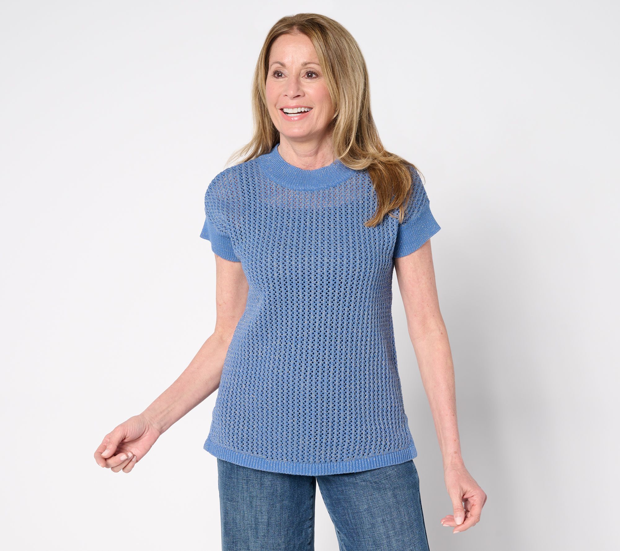 "As Is" Susan Graver Summer Shine Short Sleeve Sweater