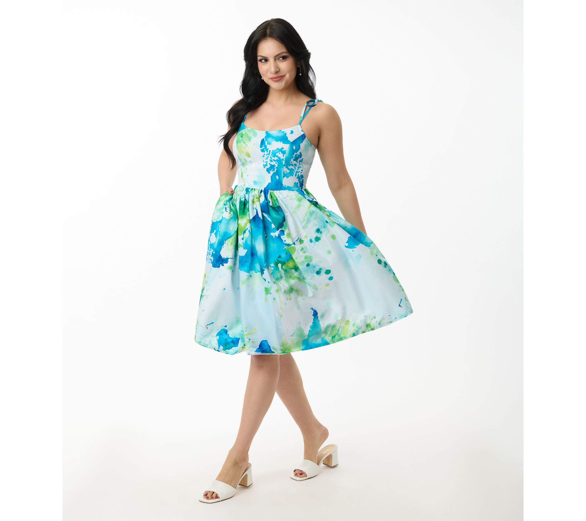 Unique Vintage Earth Map Print Cotton Bobbie Swing Dress