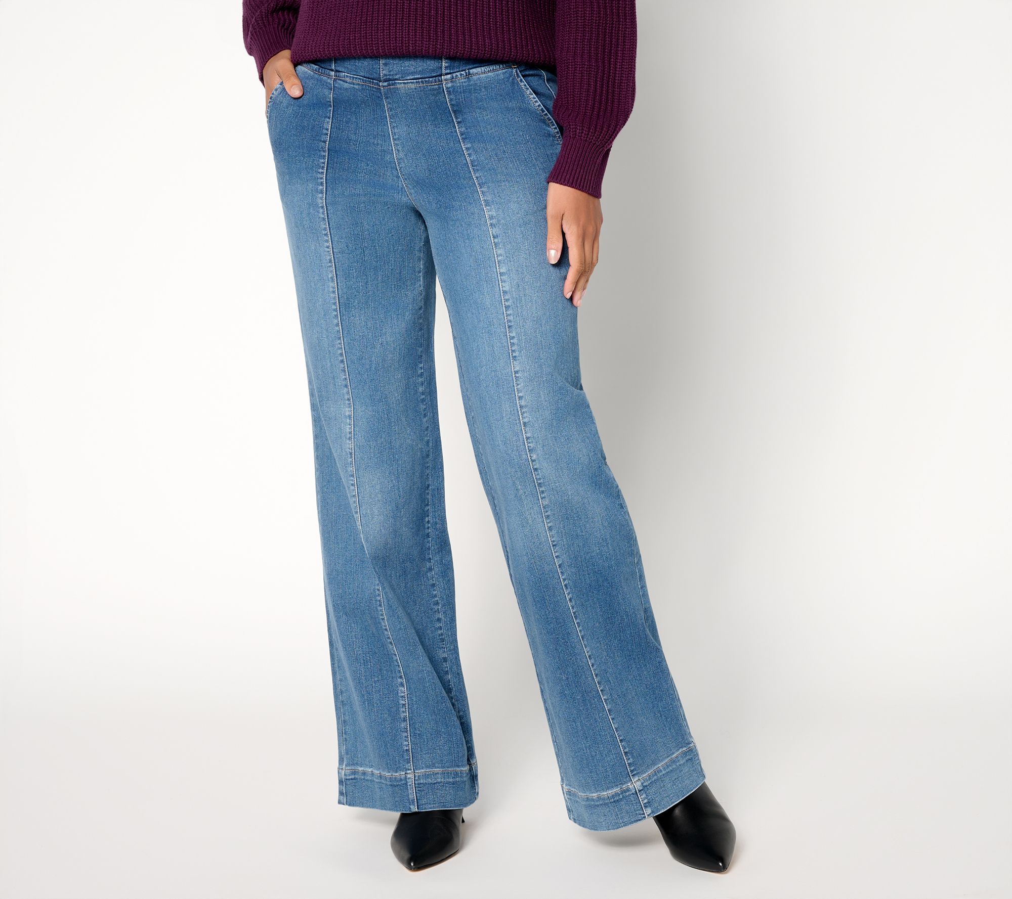  Belle by Kim Gravel Petite TripleLuxe Front Seam Full Leg Jean