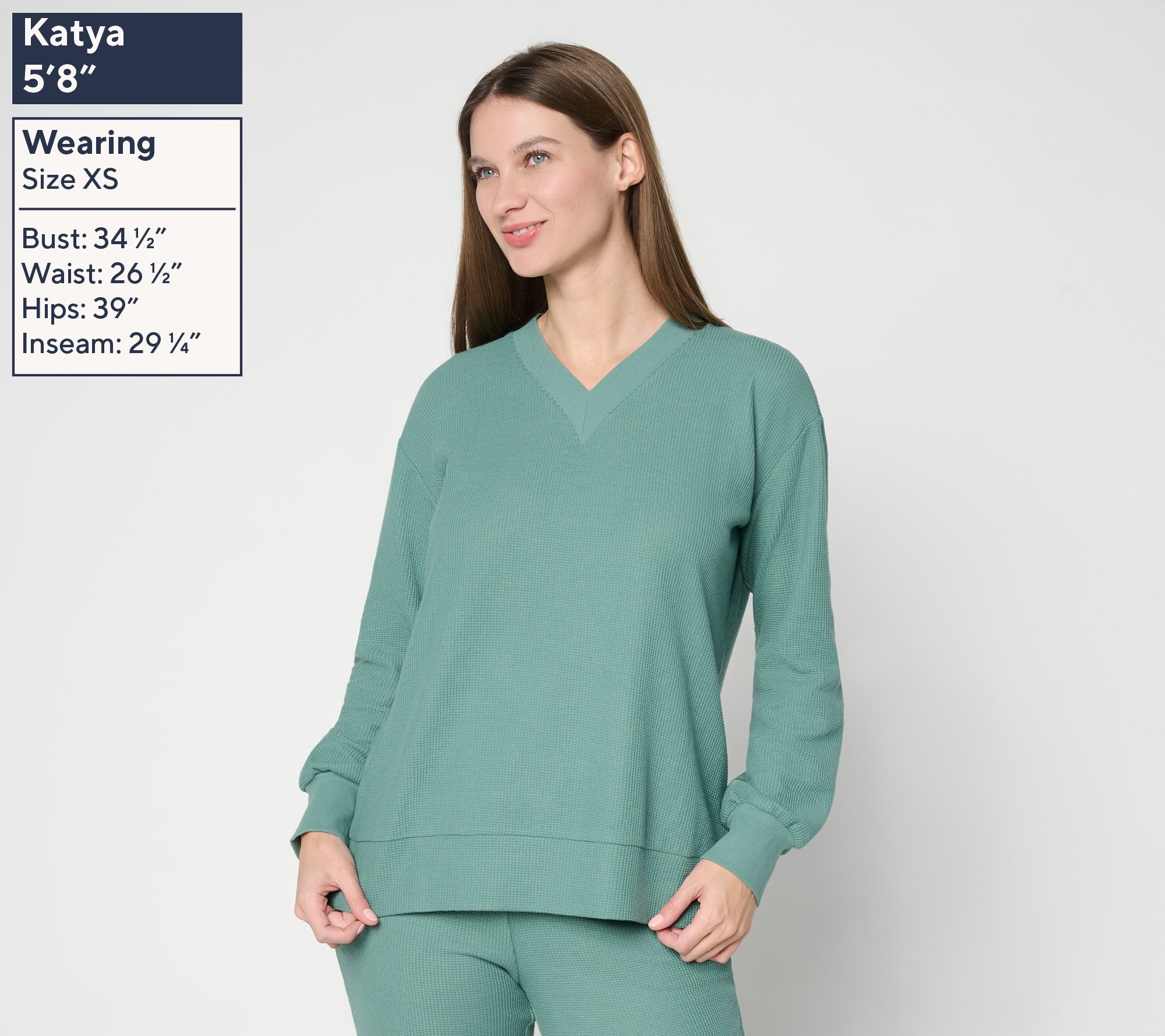 Belle by Kim Gravel Wonder Waffle Deep V Neck Slouchy Top - QVC.com
