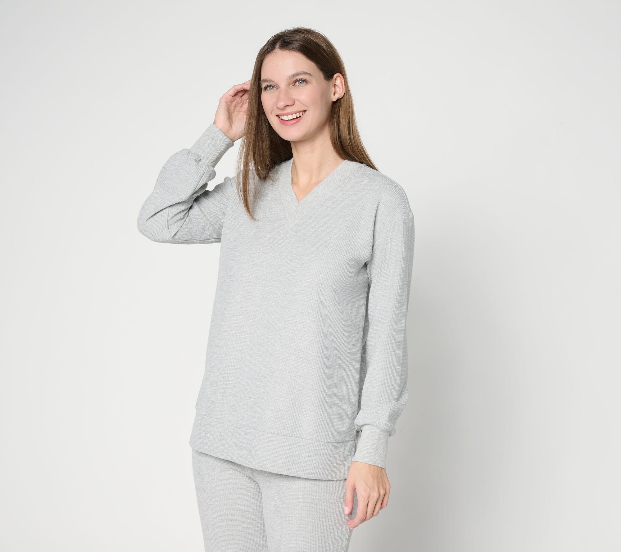 Belle by Kim Gravel Wonder Waffle Deep V Neck Slouchy Top