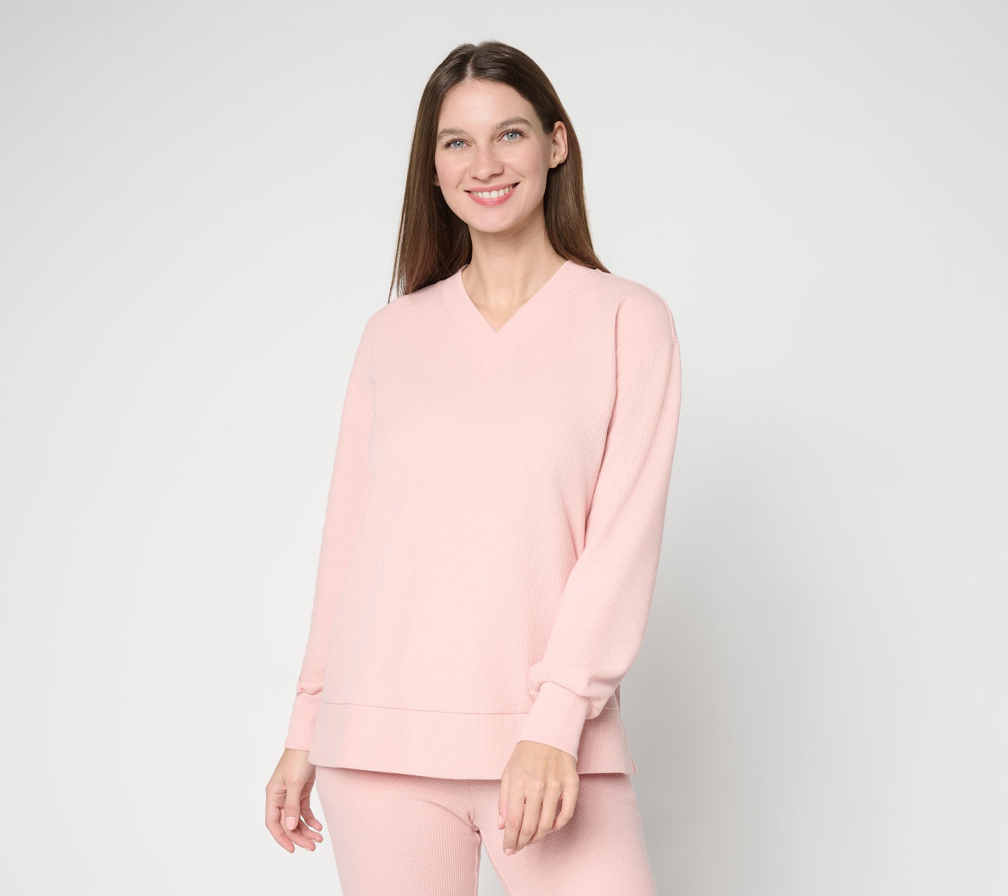 Belle by Kim Gravel Wonder Waffle Deep V Neck Slouchy Top