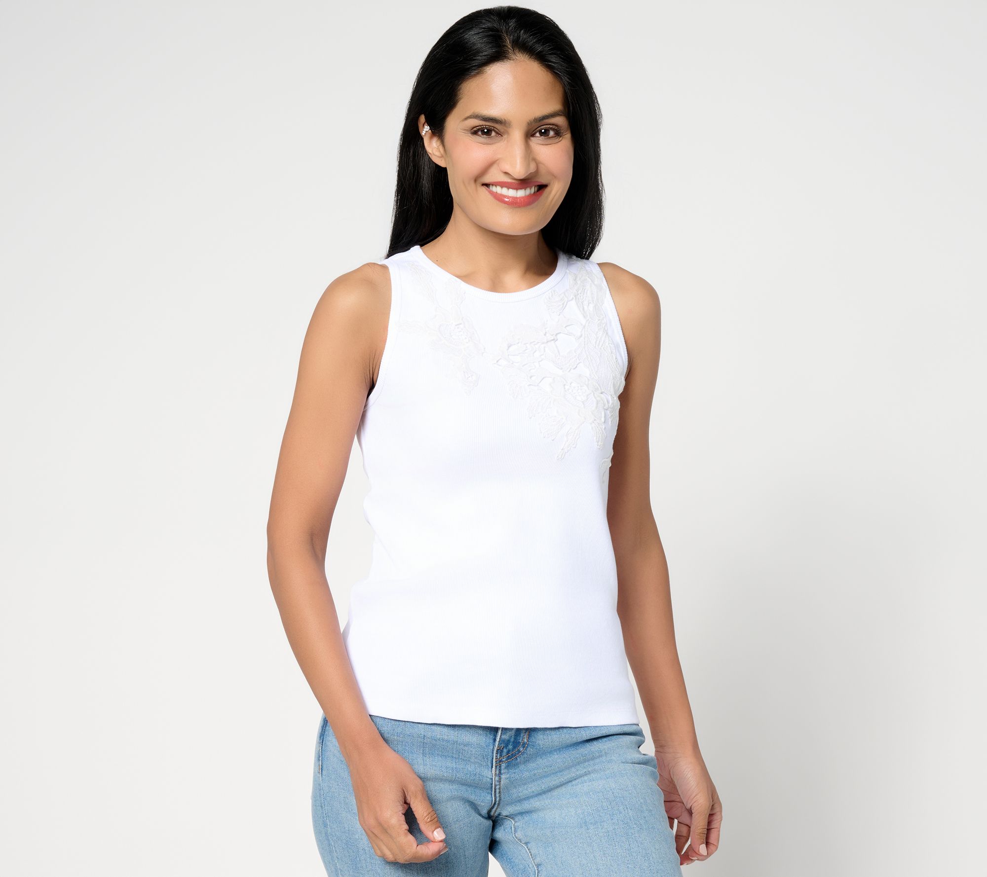 "As Is" Me by Jennie Garth Poppy Tank with Lace Applique