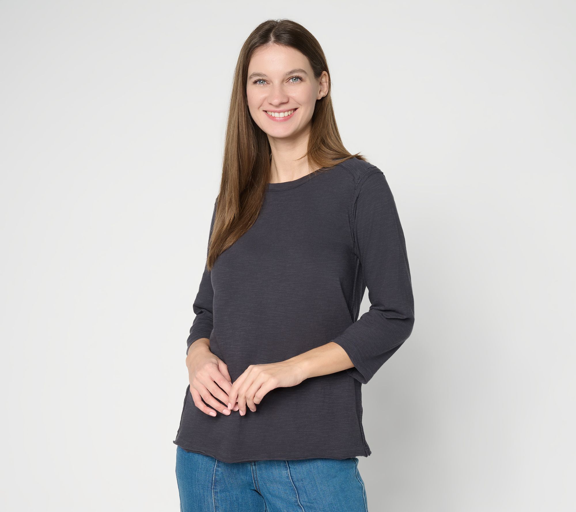 LOGO Principles by Lori Goldstein 3/4 Sleeve Seam Detail Top