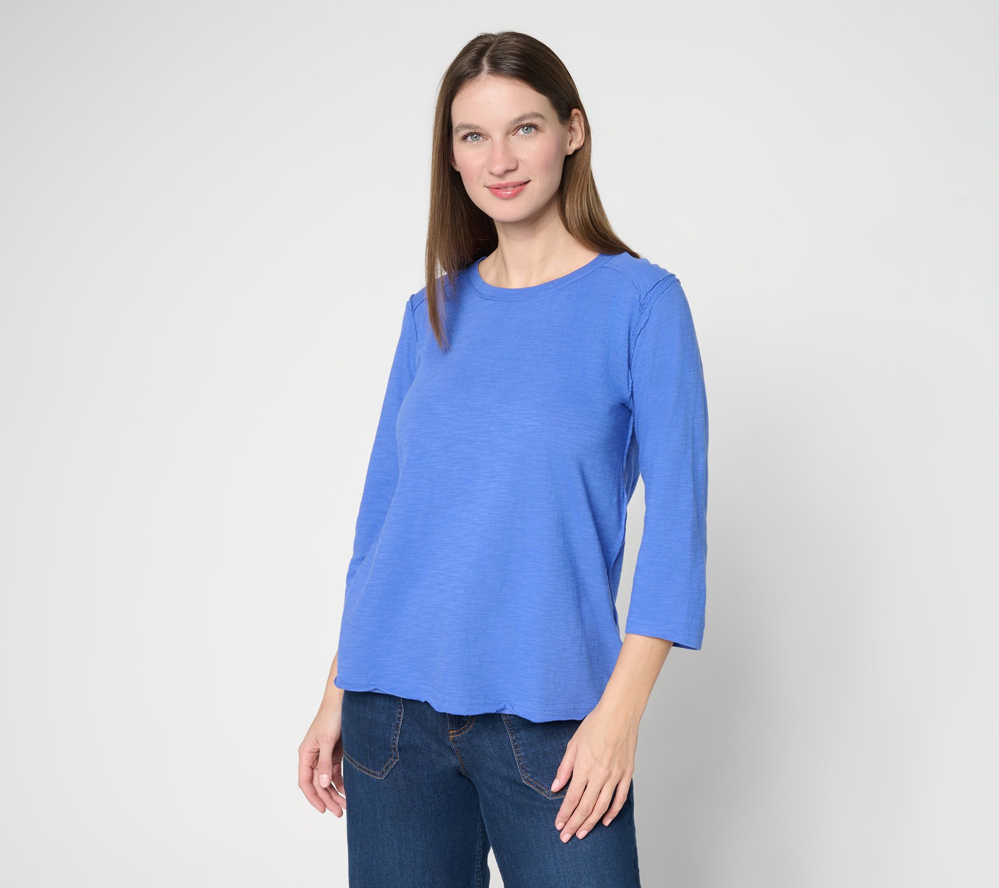 LOGO Principles by Lori Goldstein 3/4 Sleeve Seam Detail Top