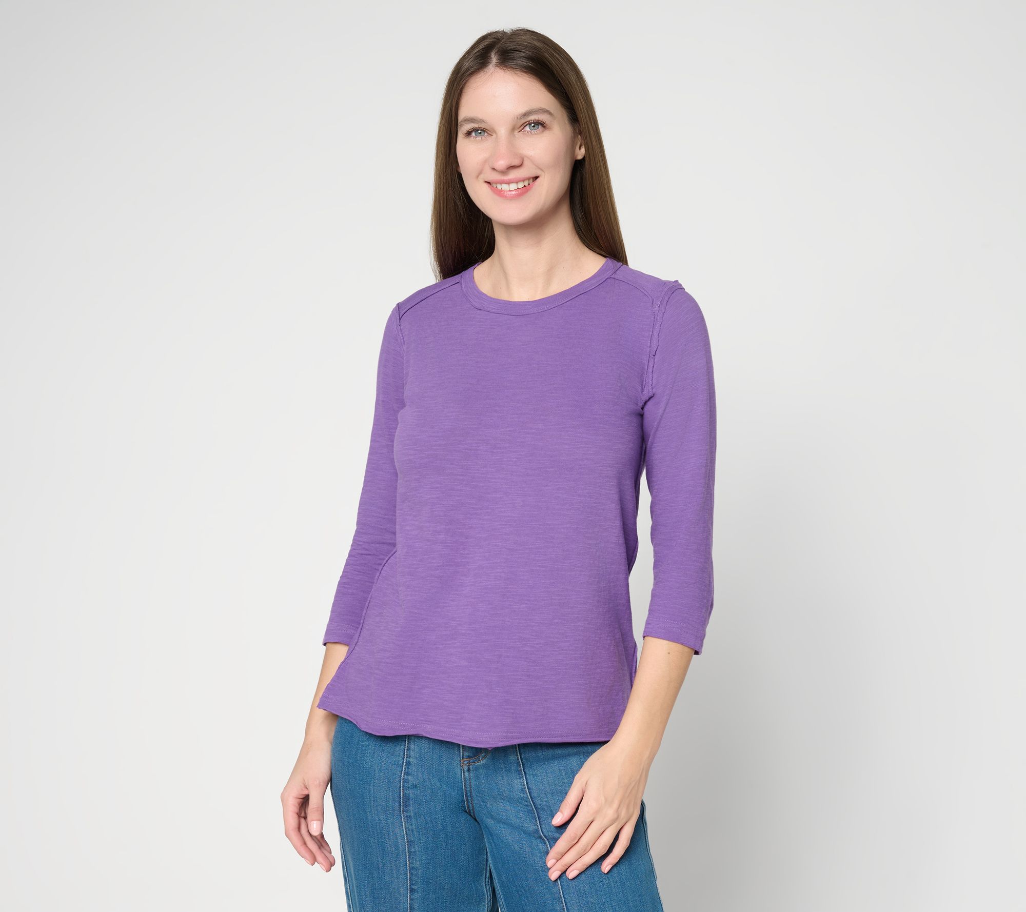 LOGO Principles by Lori Goldstein 3/4 Sleeve Seam Detail Top