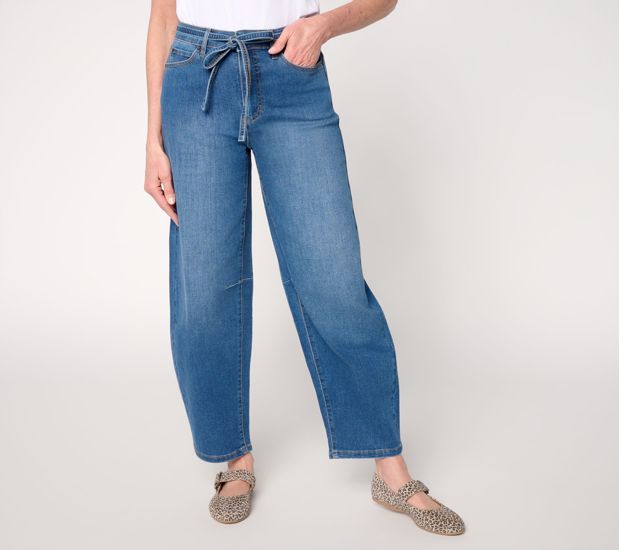 Me by Jenni Garth Regular Indigo Slight Barrel Self Tie Jean