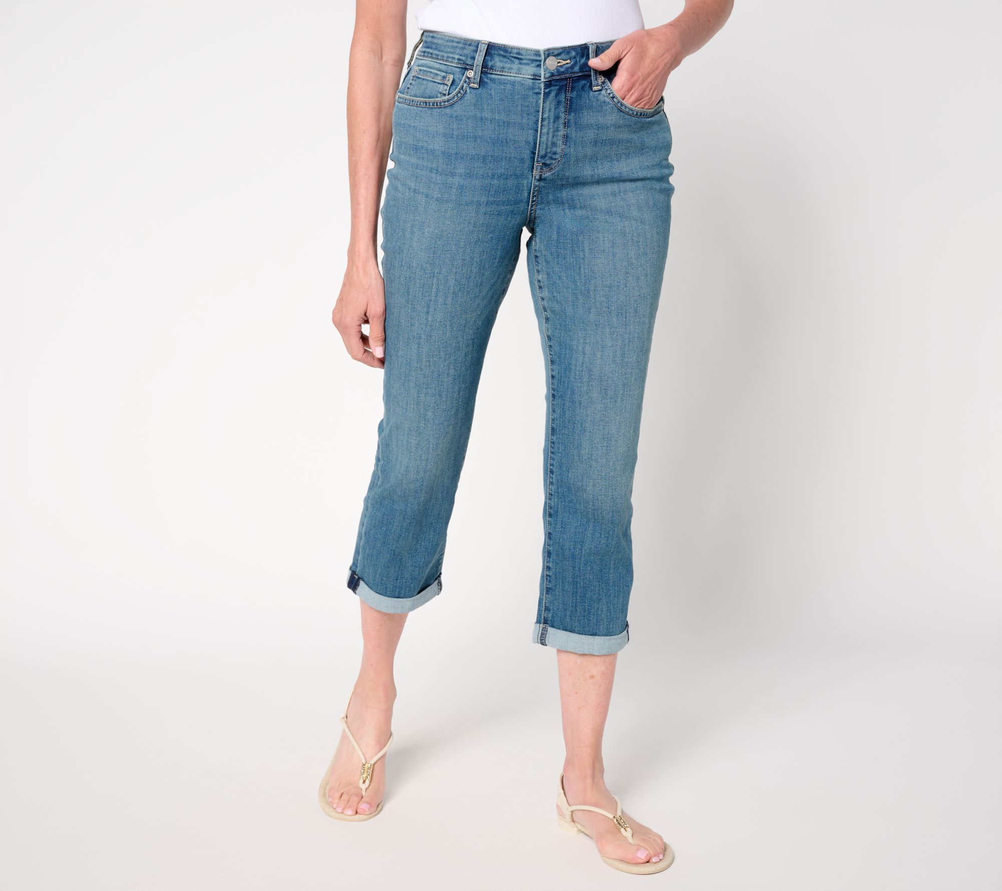 "As Is" NYDJ Chloe Skinny Cuffed Capri Jean