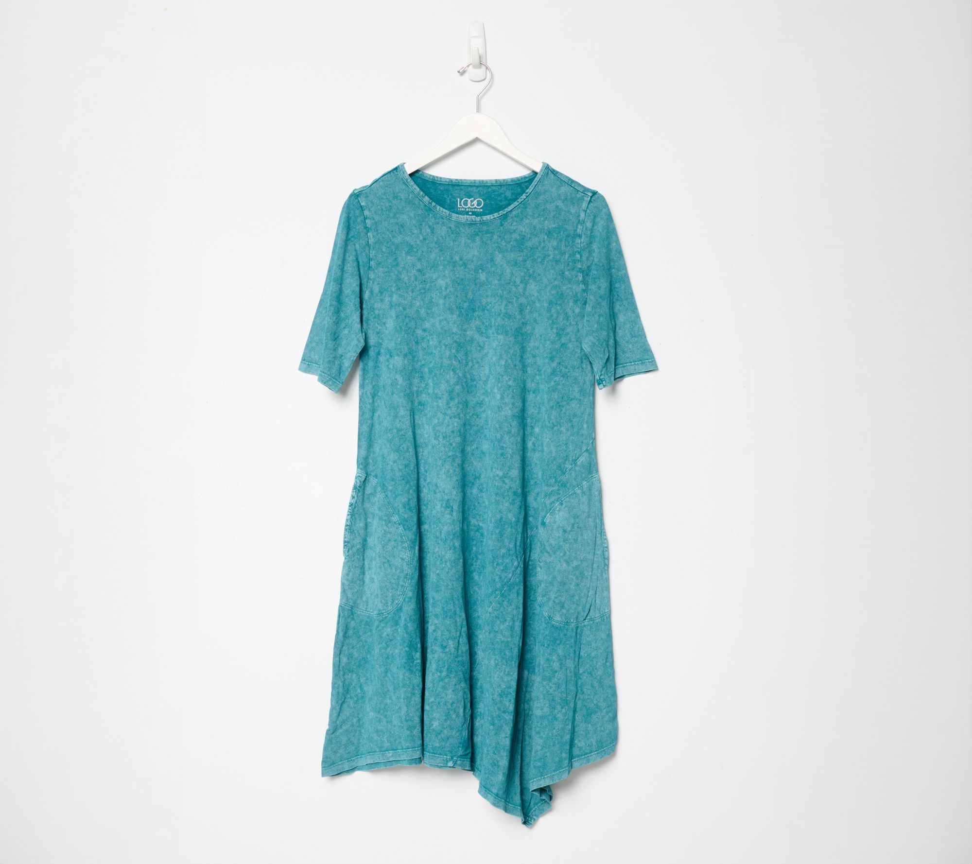 LOGO by Lori Goldstein Regular Overdye Dress with Asymmetric Hem