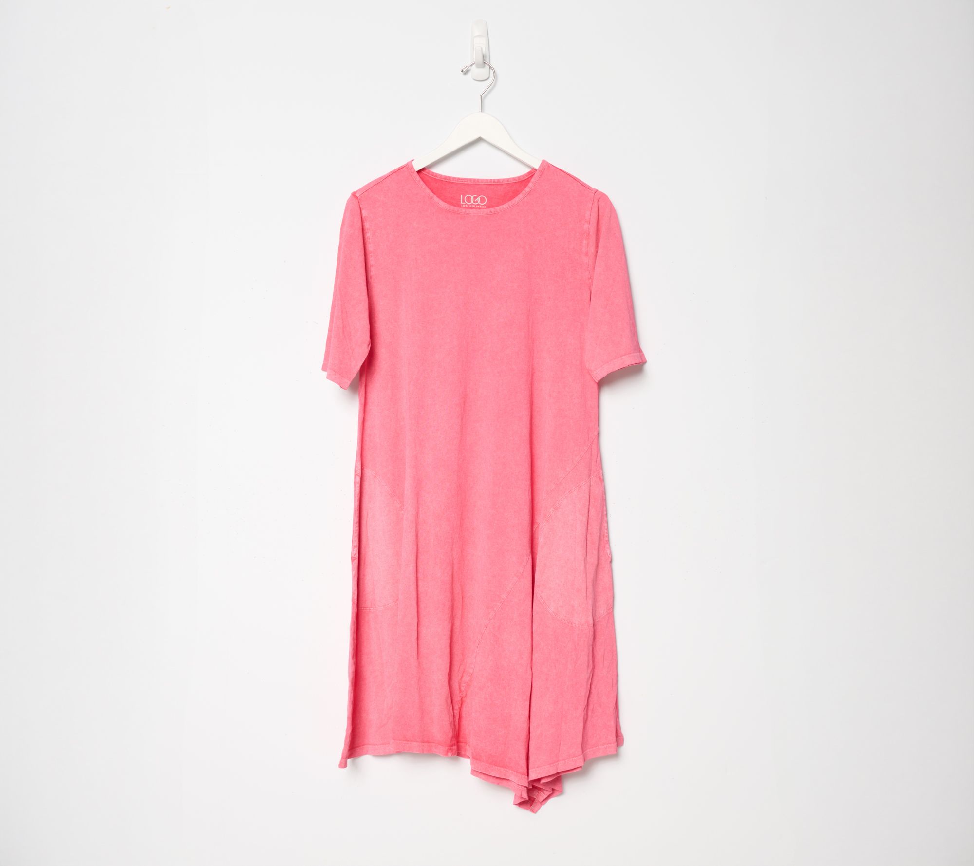 LOGO by Lori Goldstein Regular Overdye Dress with Asymmetric Hem