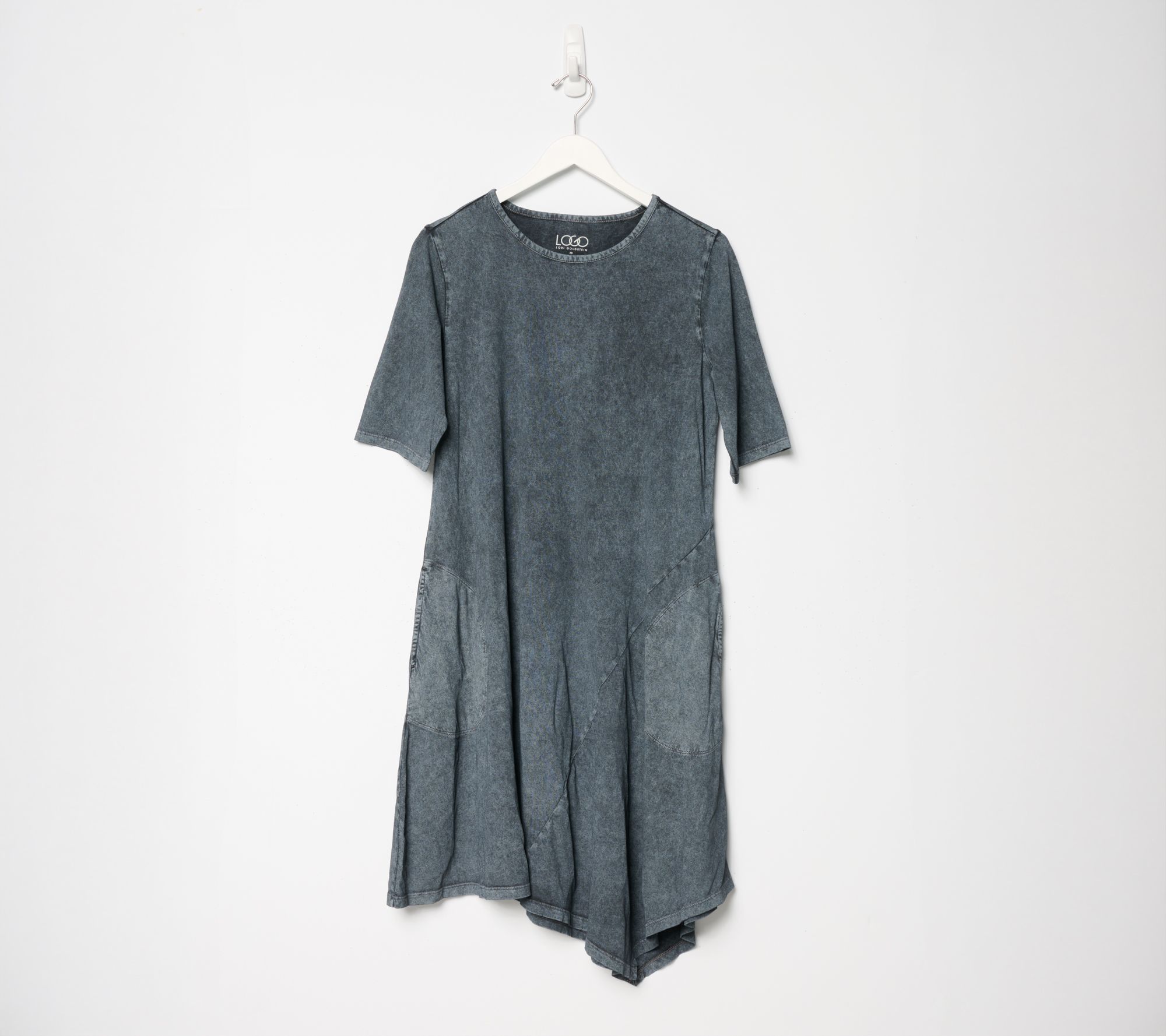 LOGO by Lori Goldstein Regular Overdye Dress with Asymmetric Hem