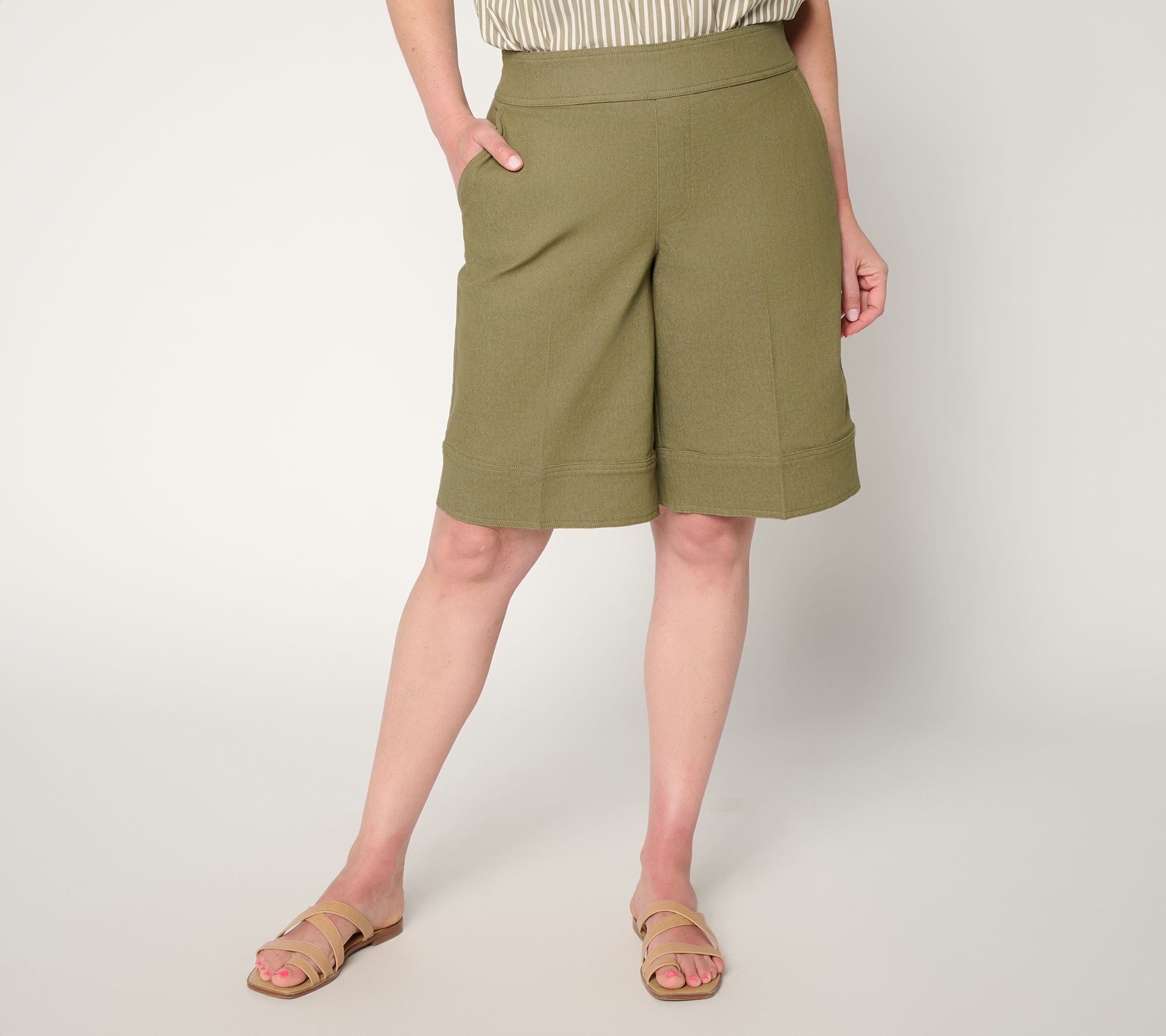 Martha Stewart Signature Regular Stretch Twill Pull-On Long Short